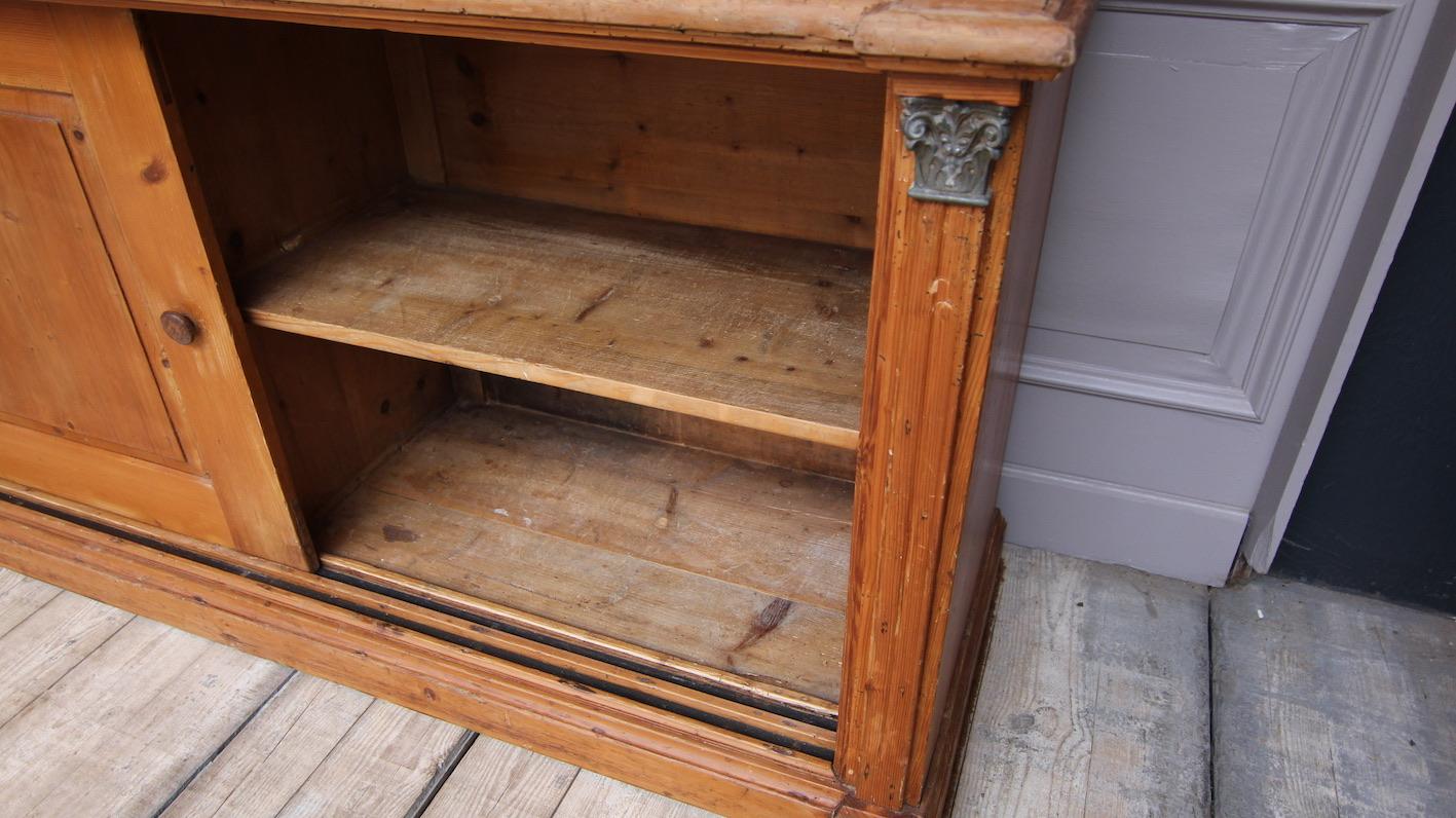 Large Late 19th Century English Pine Shop Display Cabinet with Sliding Doors 8