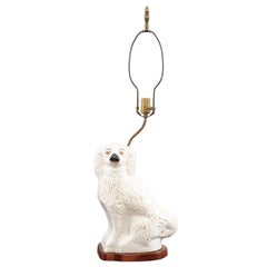 Antique Large Late 19th Century English Staffordshire Dog Wired as a Lamp