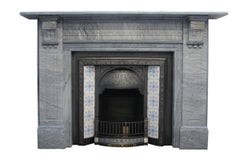 Large Late 19th Century Fire Surround in Bardiglio Grey Marble