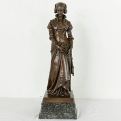 Large Late 19th Century French Bronze Statue "Marguerite" Signed Eugene Aizelin