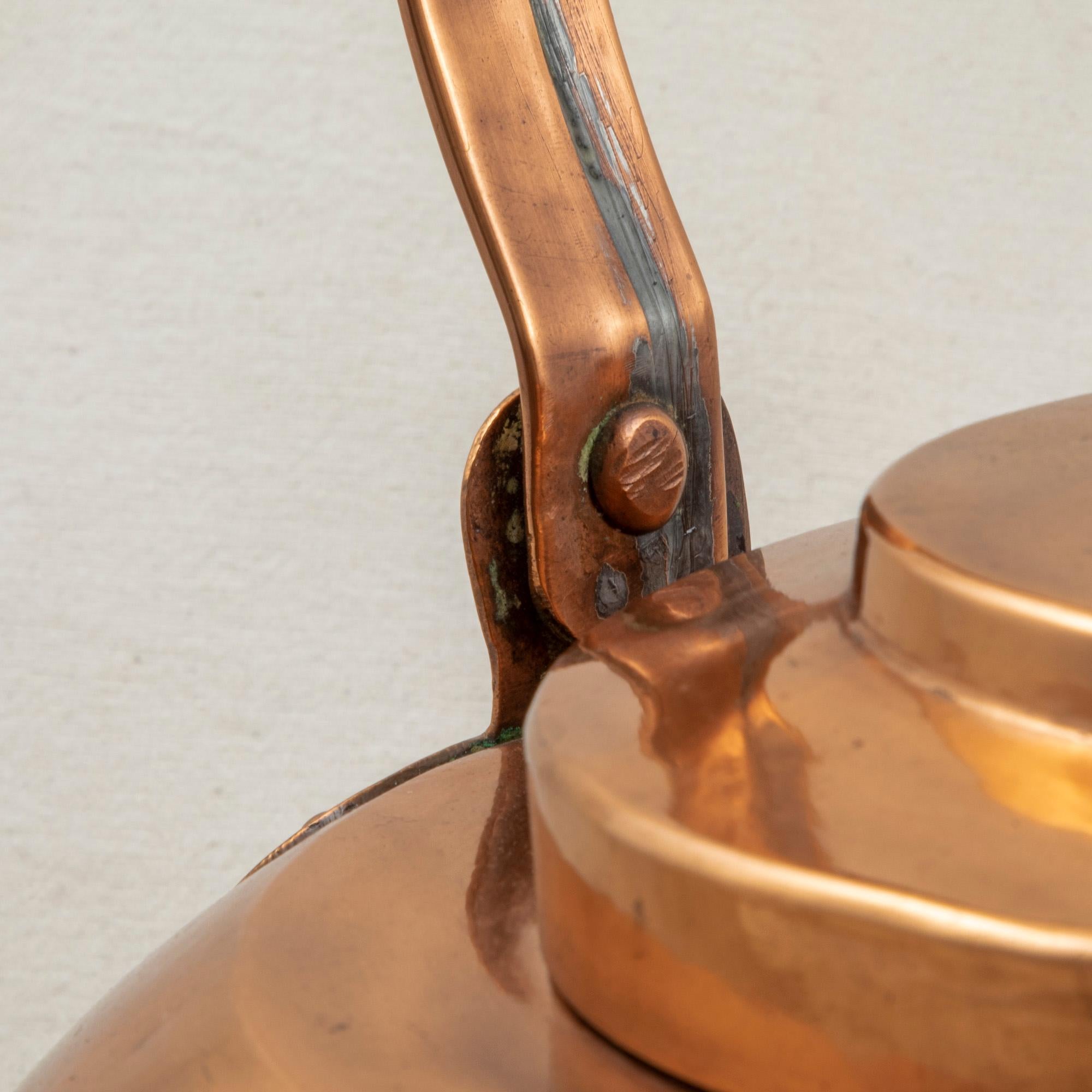 Large Late 19th Century French Copper Tea Kettle with Lid, Circa 1900 11