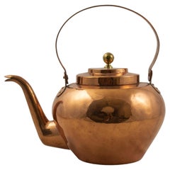 Antique Large Late 19th Century French Copper Tea Kettle with Lid, Circa 1900