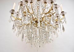 Grande lampadario in cristallo francese della fine del XIX secolo in stile Luigi XVI