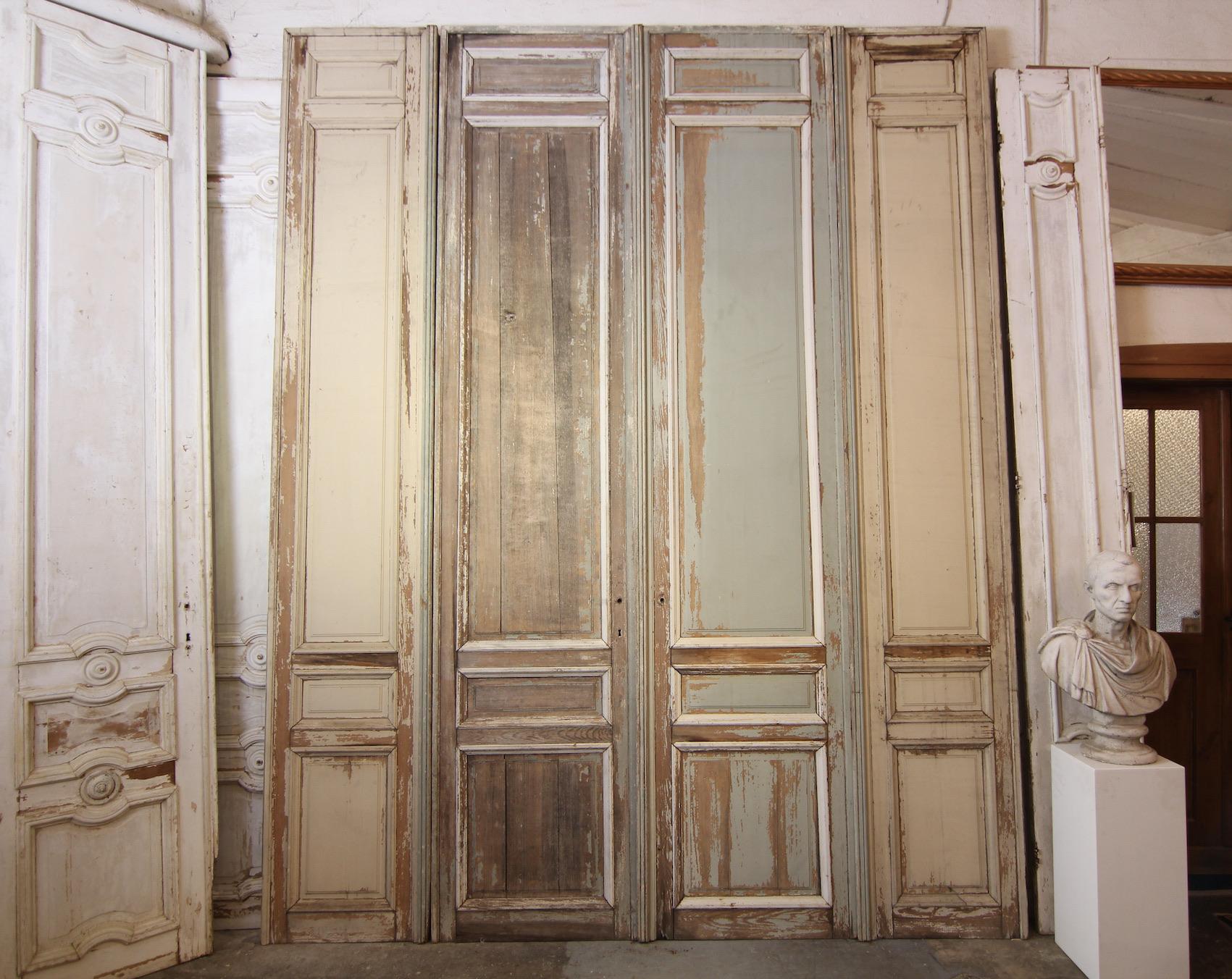 Large Late 19th Century French Double Door in Original Paint For Sale 8