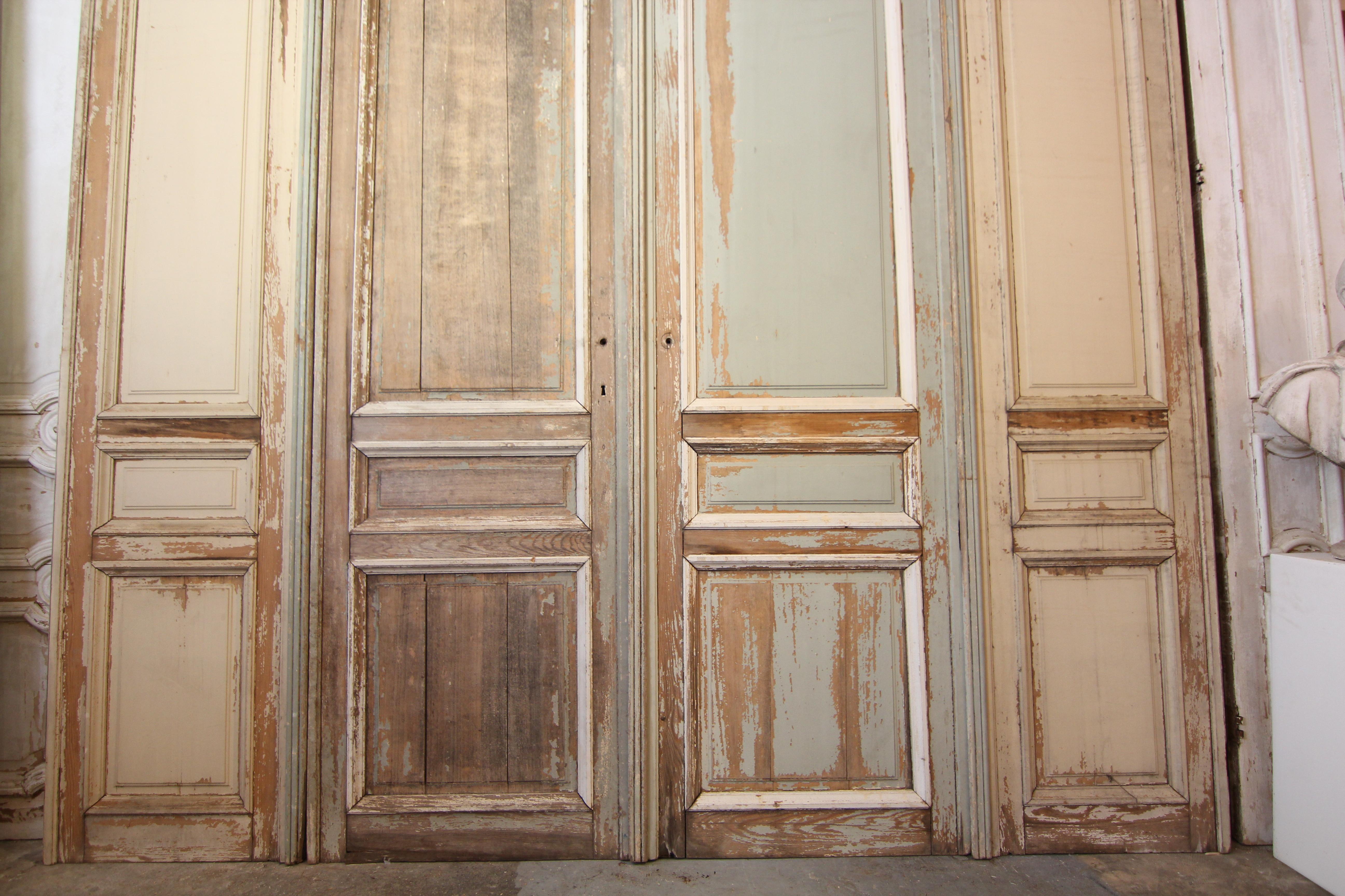 Large Late 19th Century French Double Door in Original Paint For Sale 9
