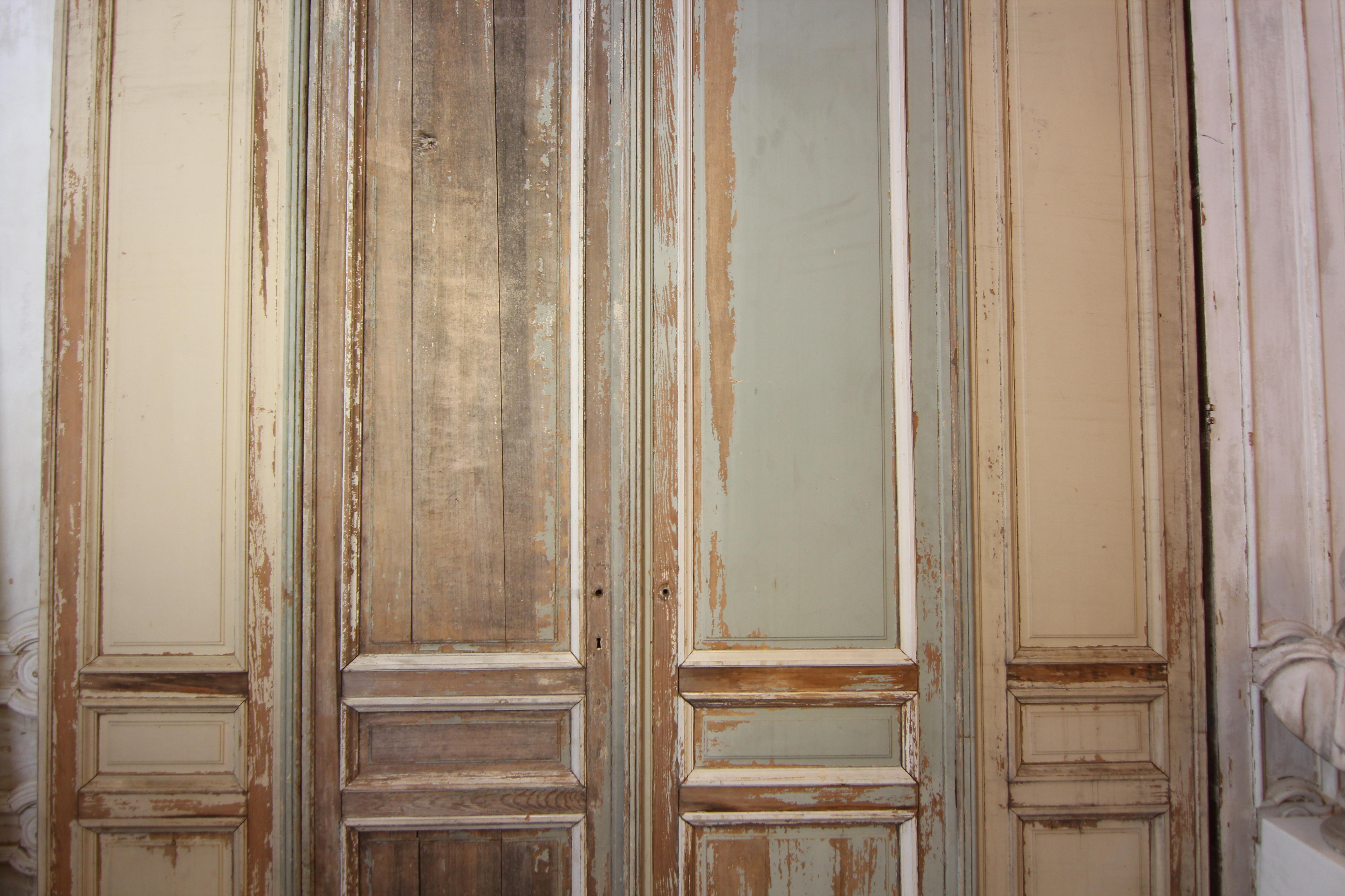 Large Late 19th Century French Double Door in Original Paint For Sale 10
