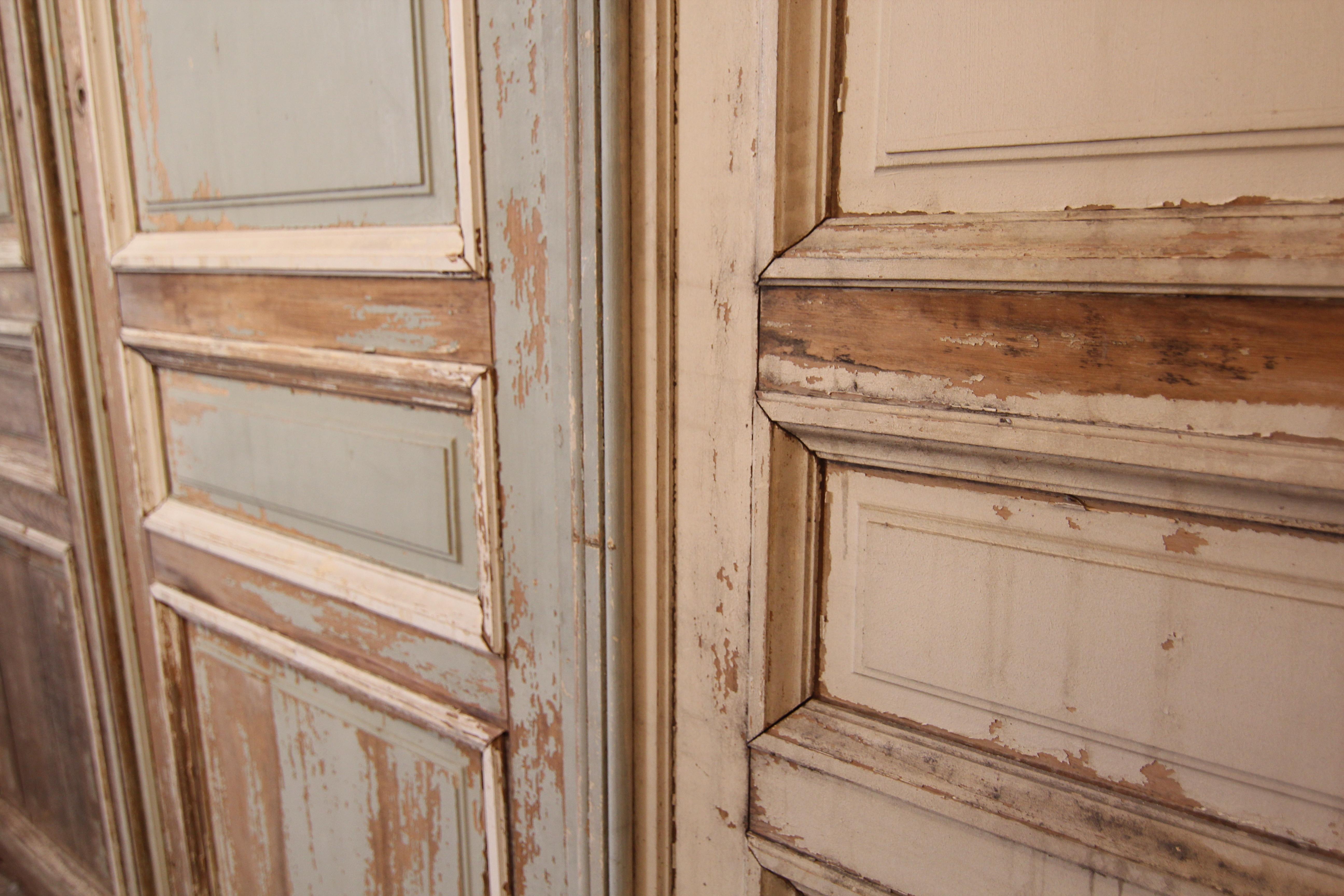 Large Late 19th Century French Double Door in Original Paint For Sale 12