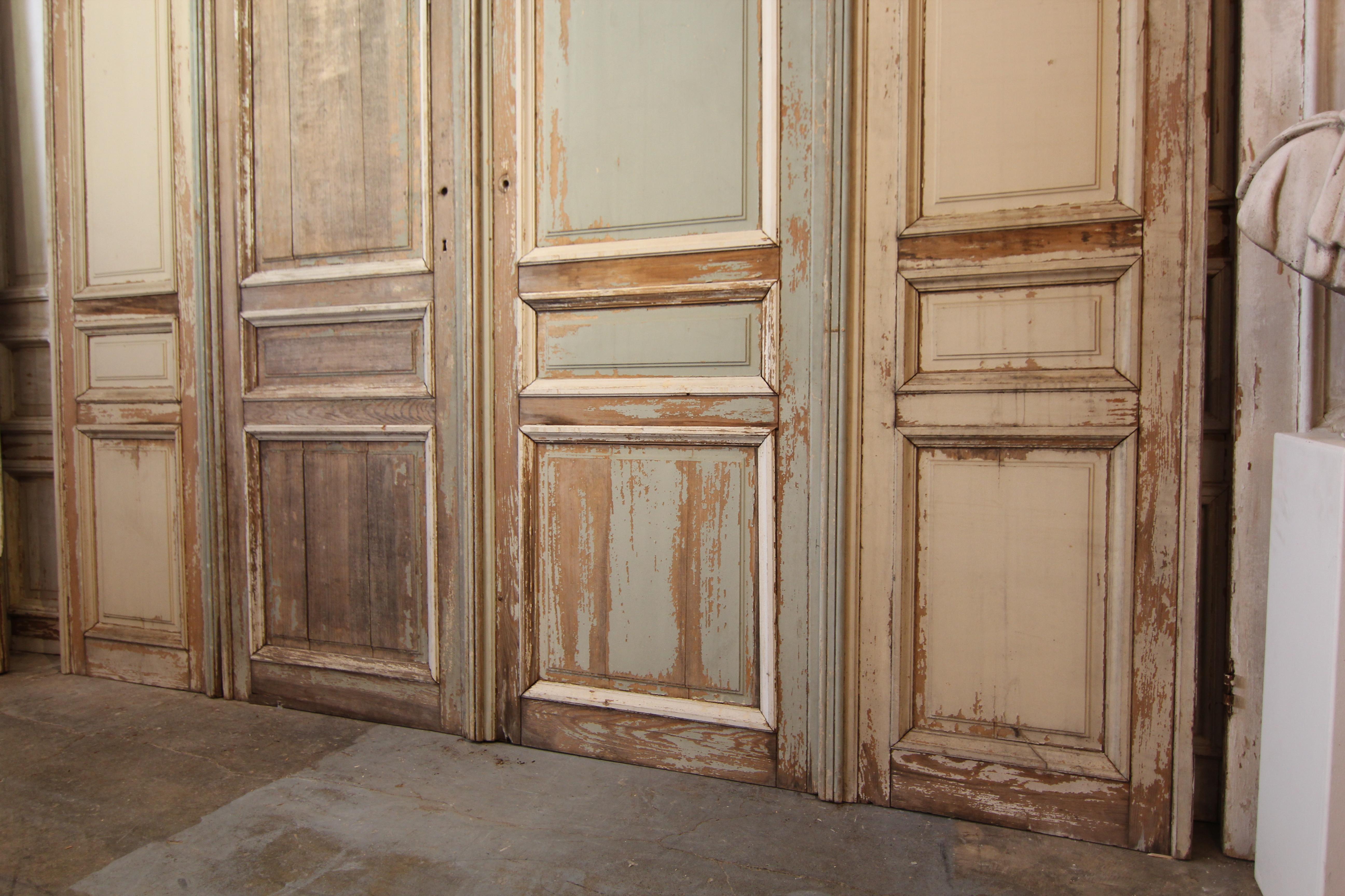 Large Late 19th Century French Double Door in Original Paint For Sale 13