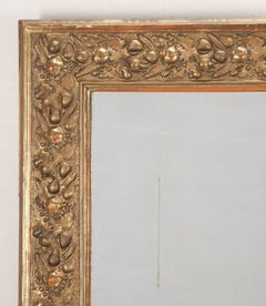 Large Late 19th Century French Gilt Frame Mirror with Fruit Decoration