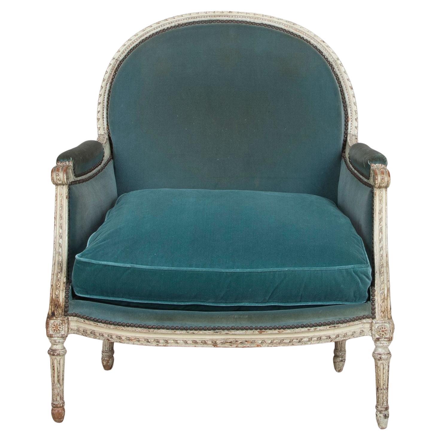 Large Late 19th Century French Louis XVI Revival Marquise Armchair For Sale