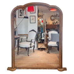 Large Late 19th Century French Overmantle Mirror With Original Mirror Plate