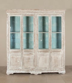Large Late 19th Century French Painted and Glazed Bookcase or Vitrine