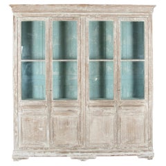 Large Late 19th Century French Painted and Glazed Bookcase or Vitrine