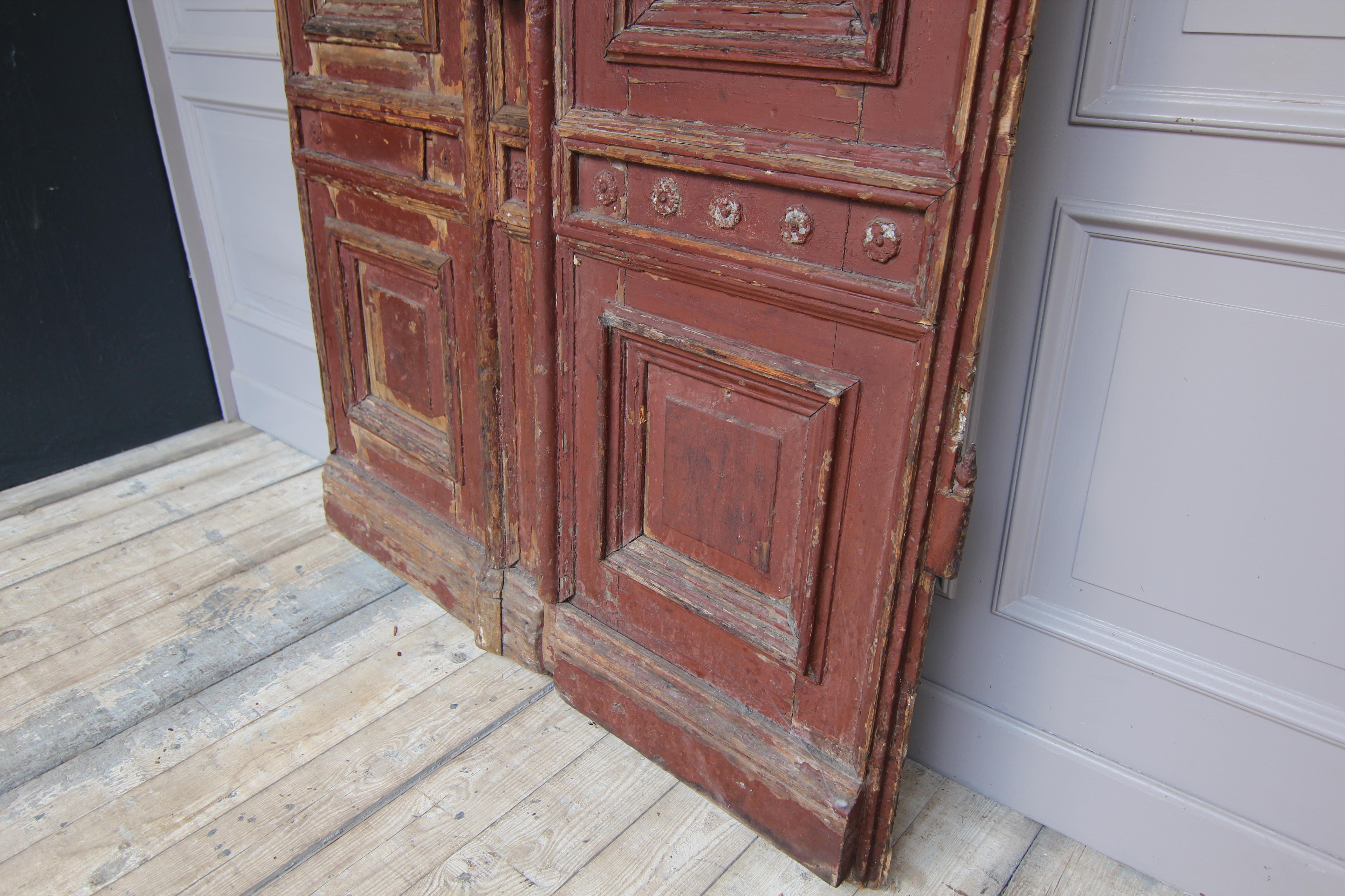 Painted Large Late 19th Century German Double Door with Nice Patina For Sale