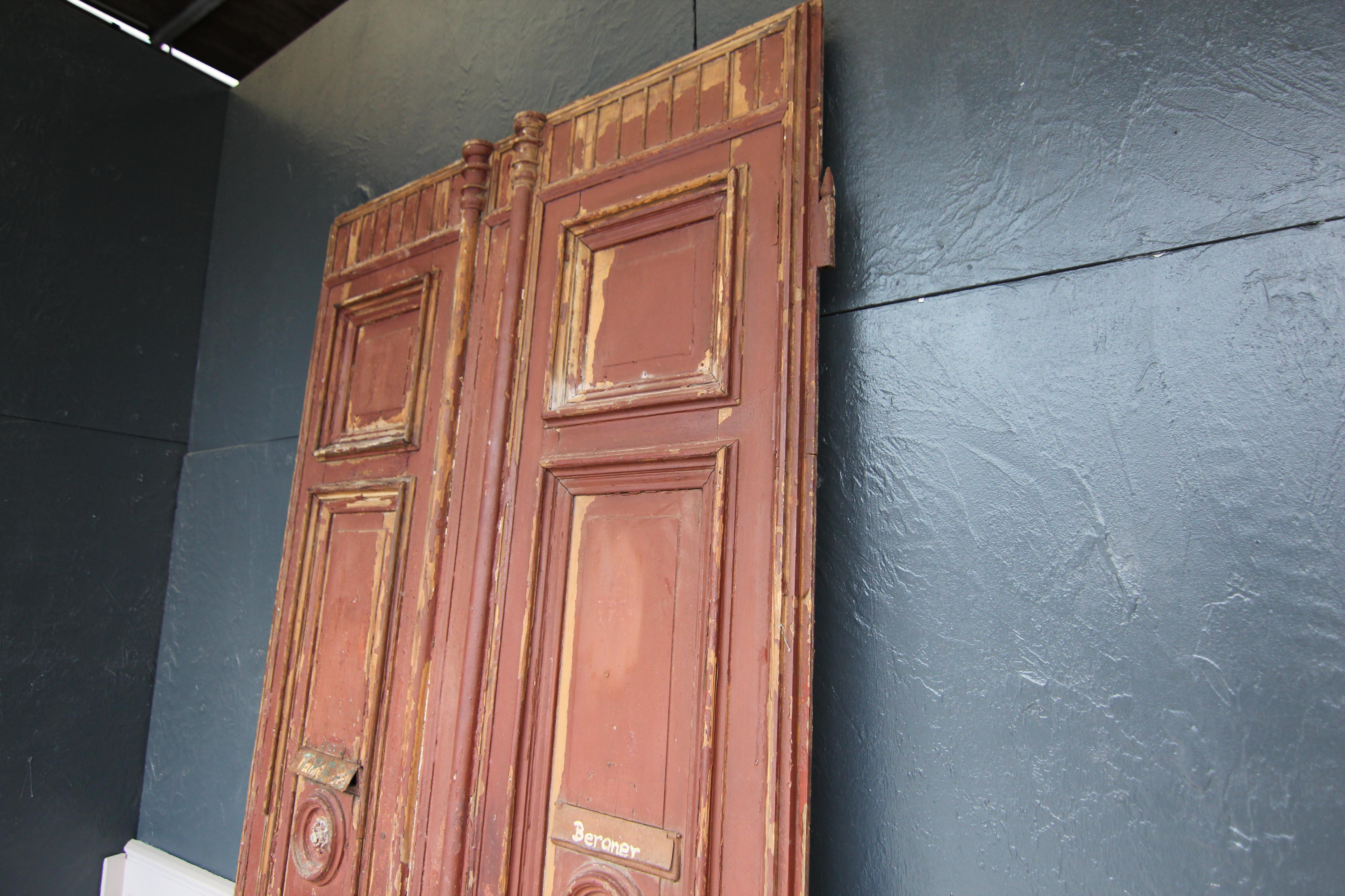Pine Large Late 19th Century German Double Door with Nice Patina For Sale