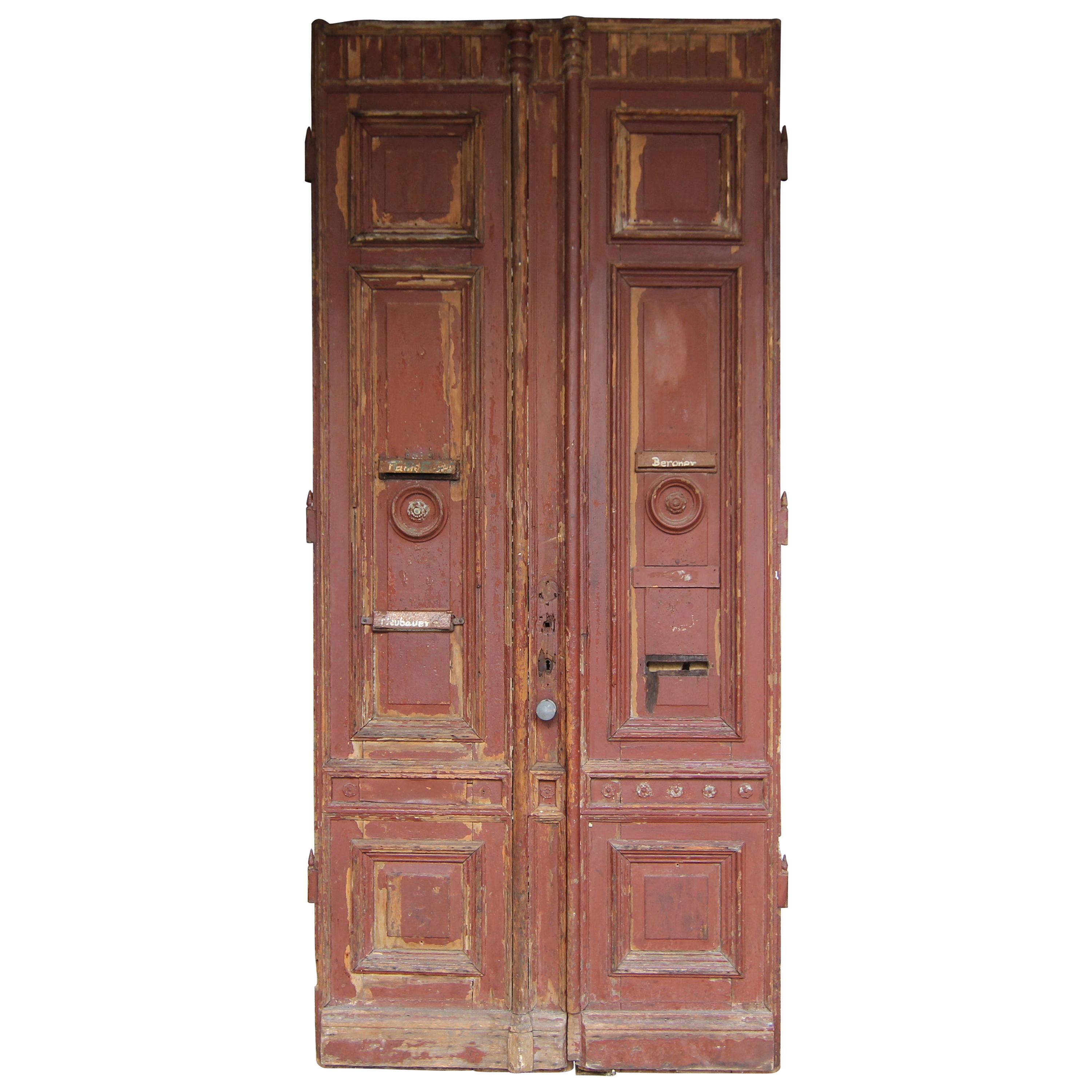 Large Late 19th Century German Double Door with Nice Patina For Sale