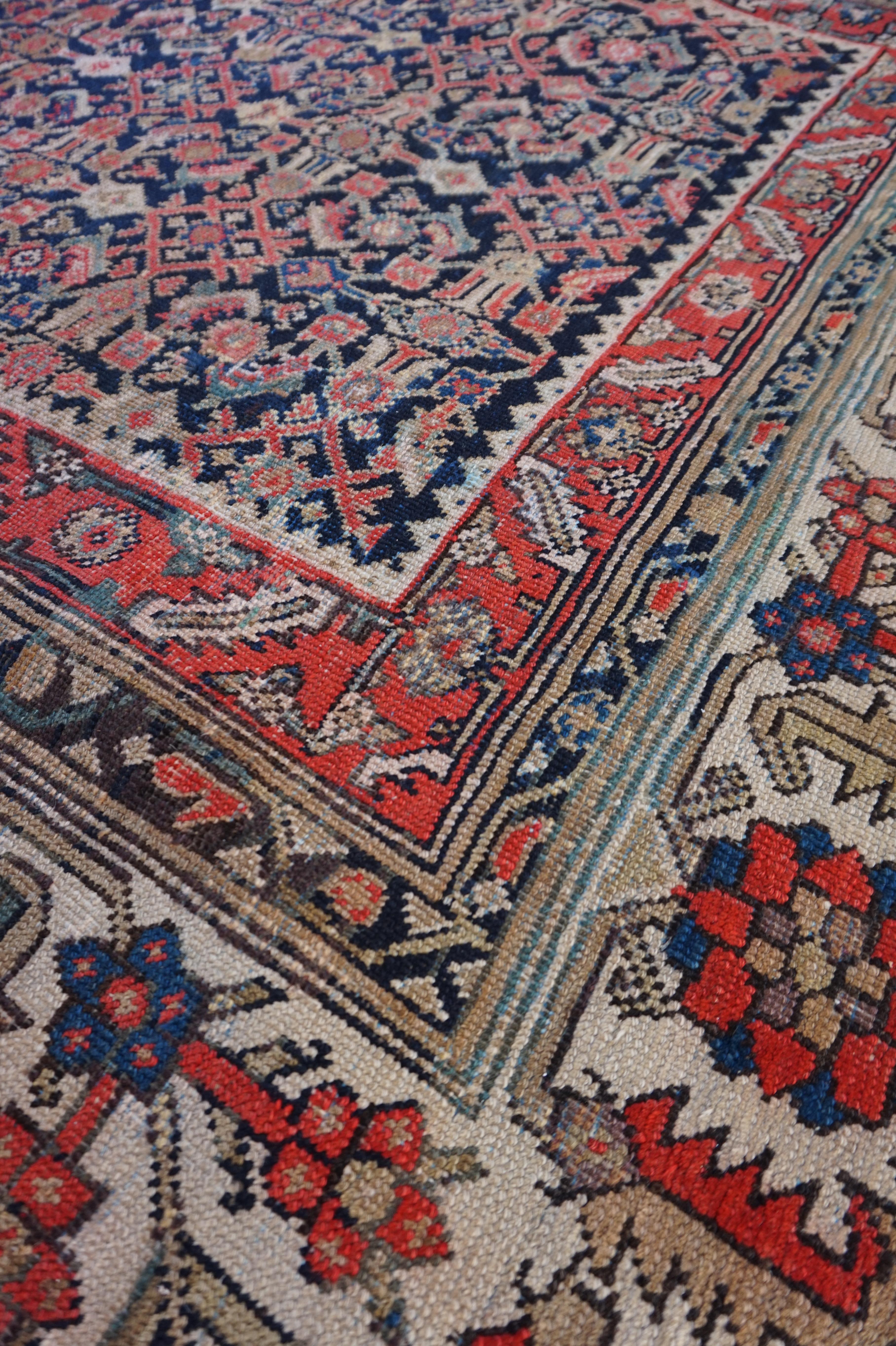 Large Late 19th Century Hand Knotted Herati Design North West Kurdish Rug For Sale 6