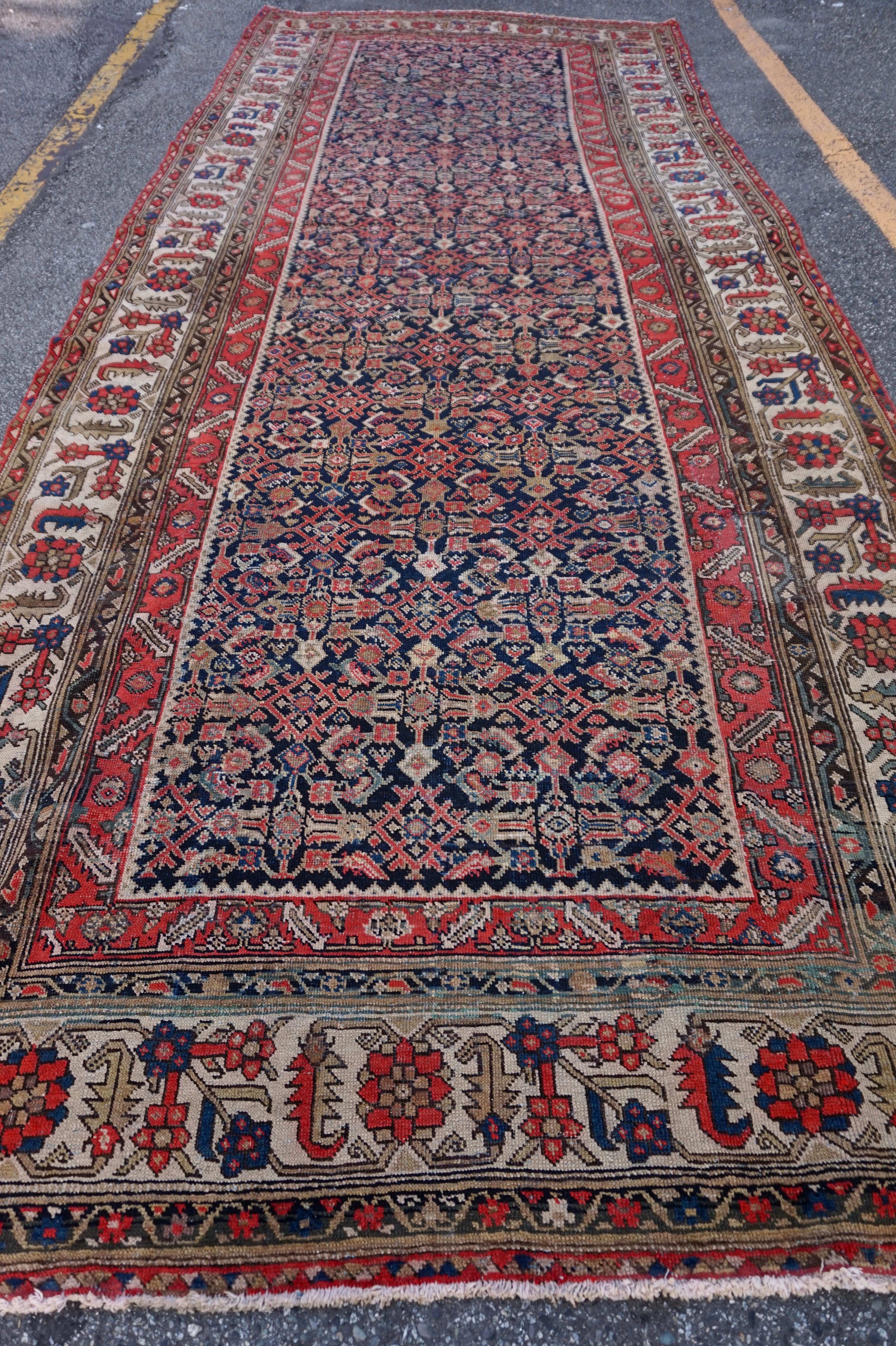 Tribal Large Late 19th Century Hand Knotted Herati Design North West Kurdish Rug For Sale
