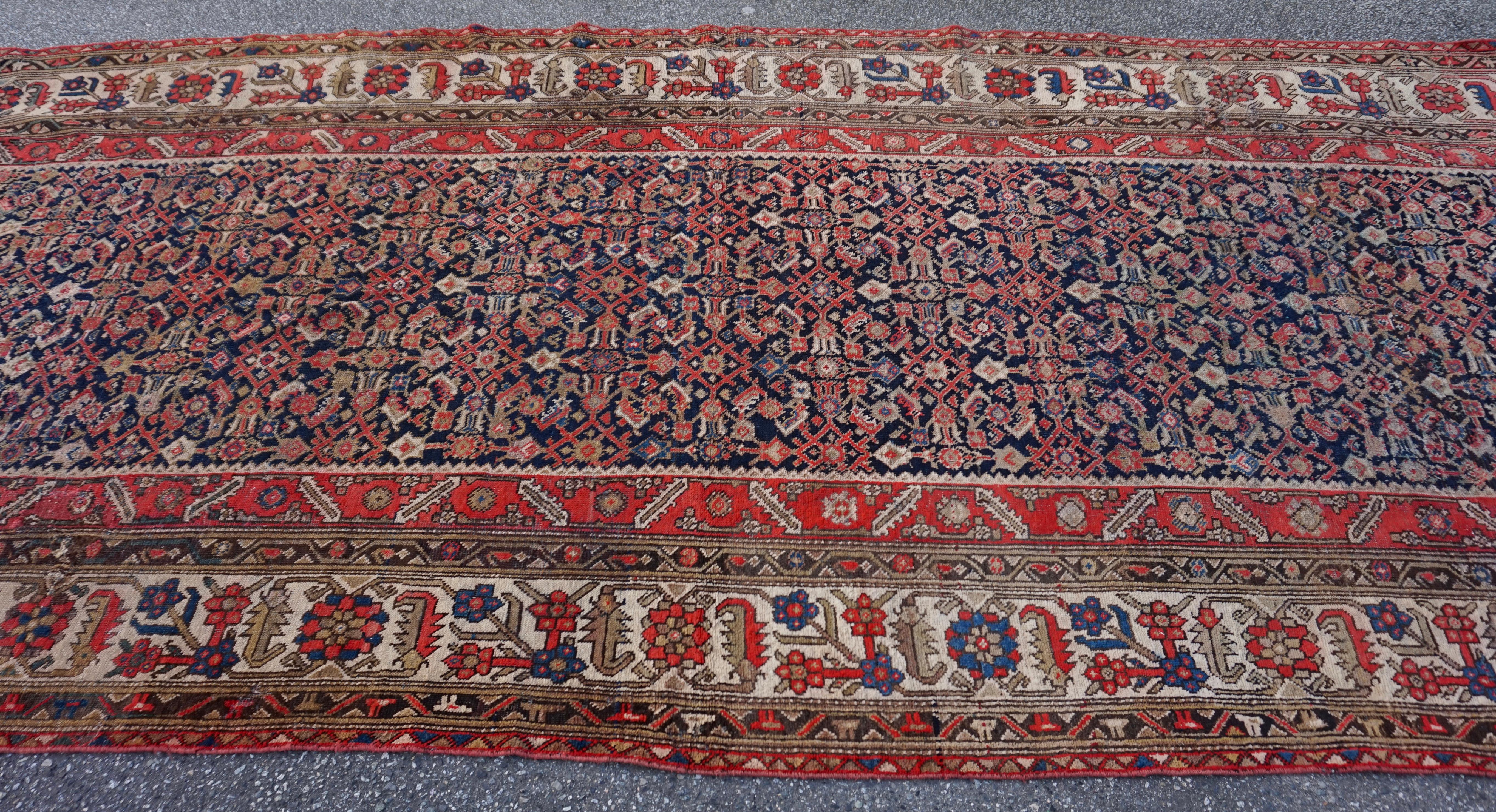 Hand-Knotted Large Late 19th Century Hand Knotted Herati Design North West Kurdish Rug For Sale