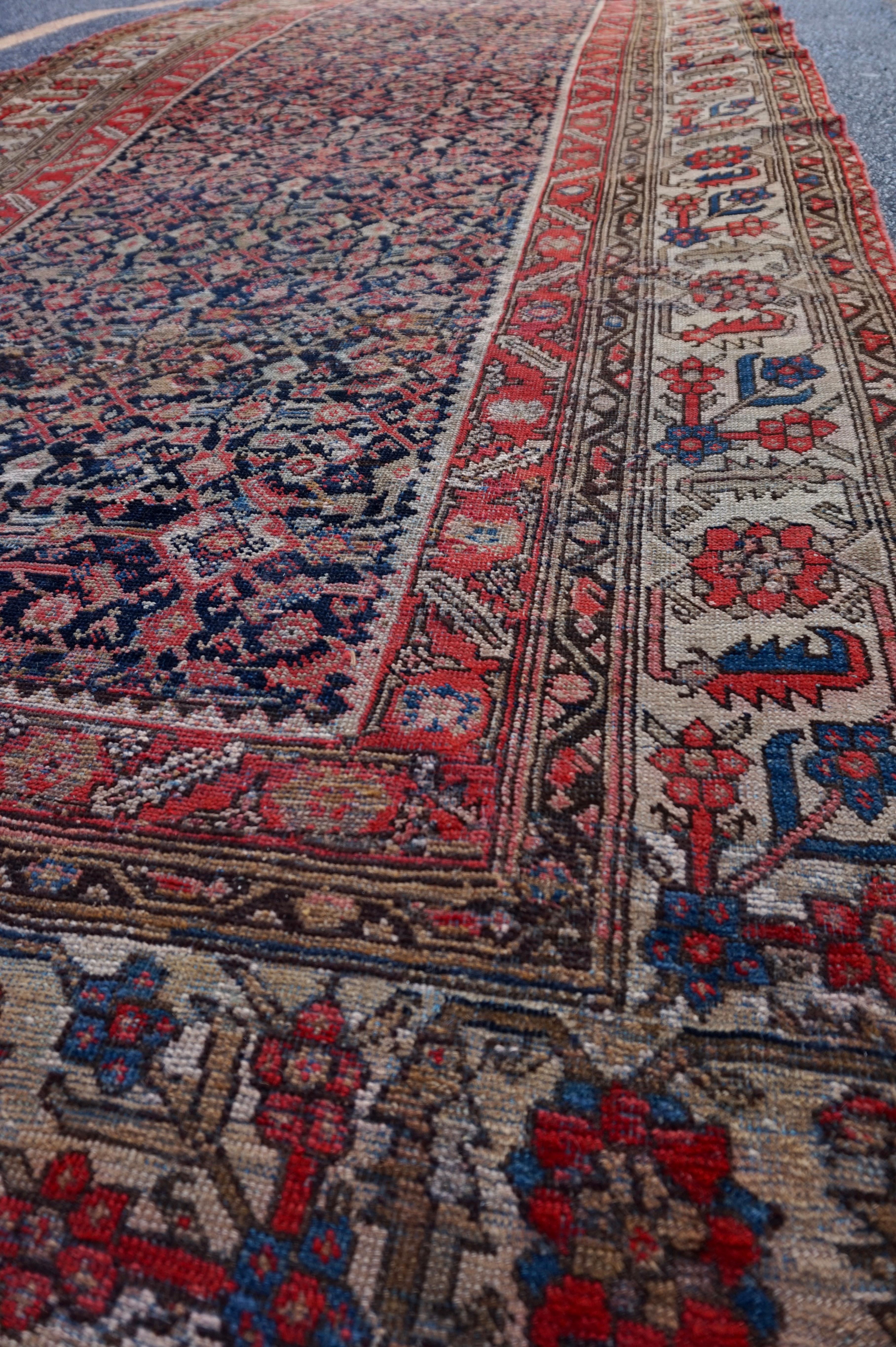 Wool Large Late 19th Century Hand Knotted Herati Design North West Kurdish Rug For Sale
