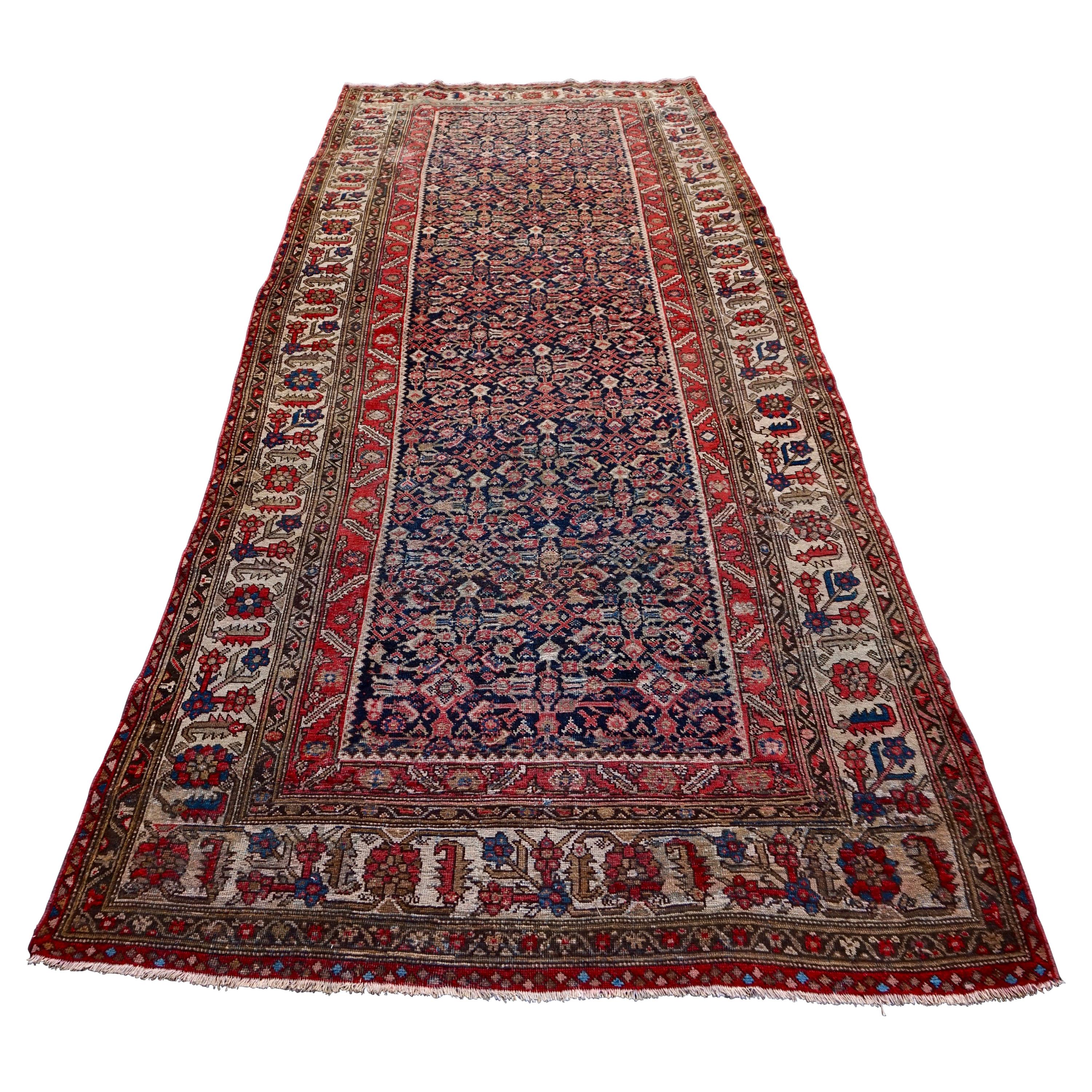 Large Late 19th Century Hand Knotted Herati Design North West Kurdish Rug For Sale