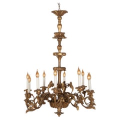 Large Late 19th Century Italian Giltwood Chandelier