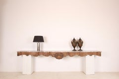 Large Late 19th Century Liégeoise Carved Oak and Marble Wall Mounted Console
