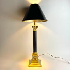Large late 19th Century Neoclassical Table Lamp in Patinated and Polished Brass