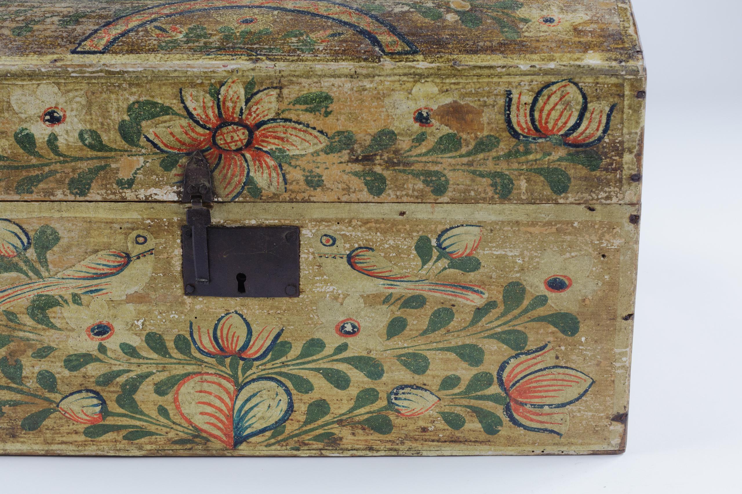 Hand-Painted Large Late 19th Century Normandy Marriage Chest For Sale