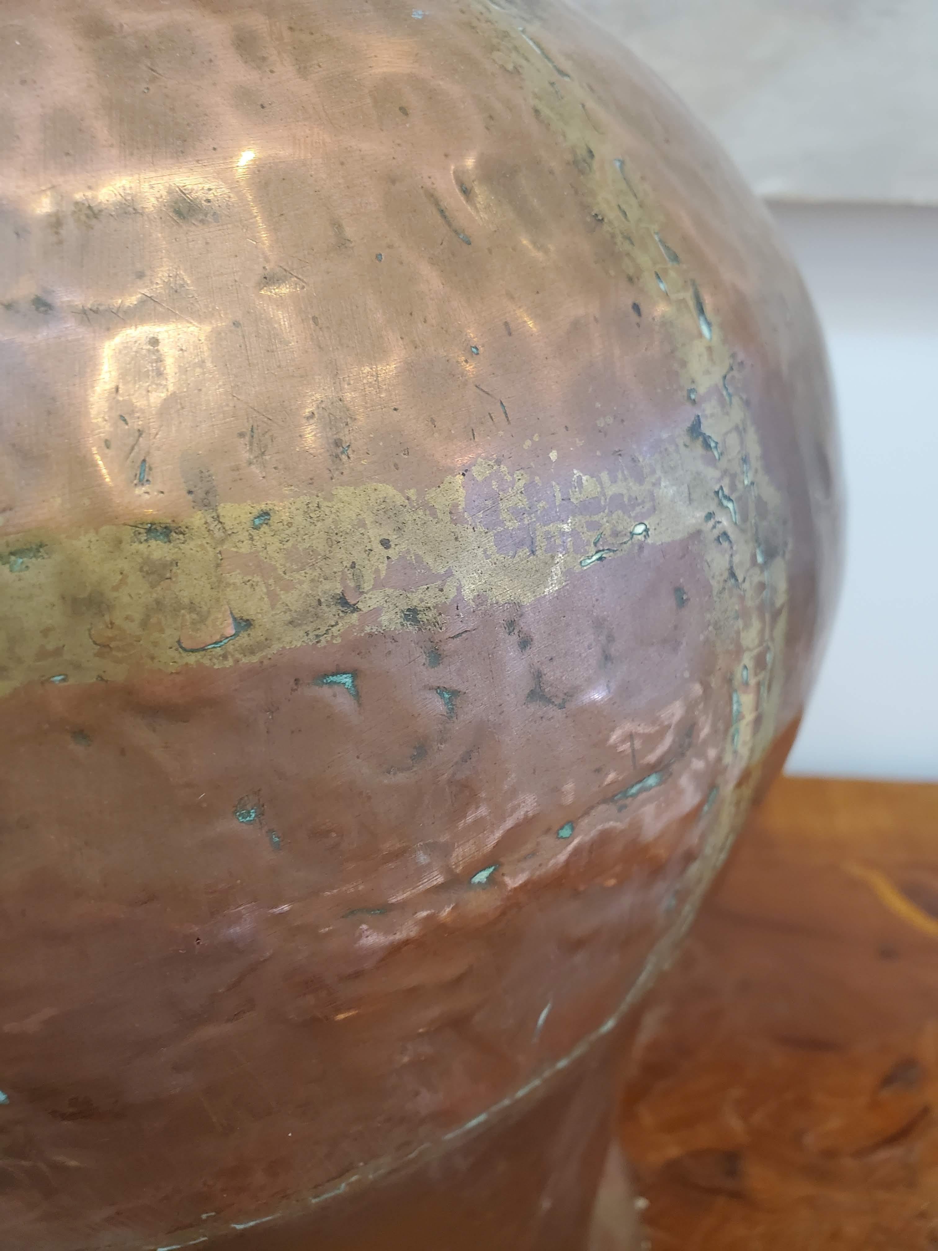 Large Late 19th Century North African Hand Hammered Copper Urn 7