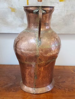 Large Late 19th Century North African Hand Hammered Copper Urn