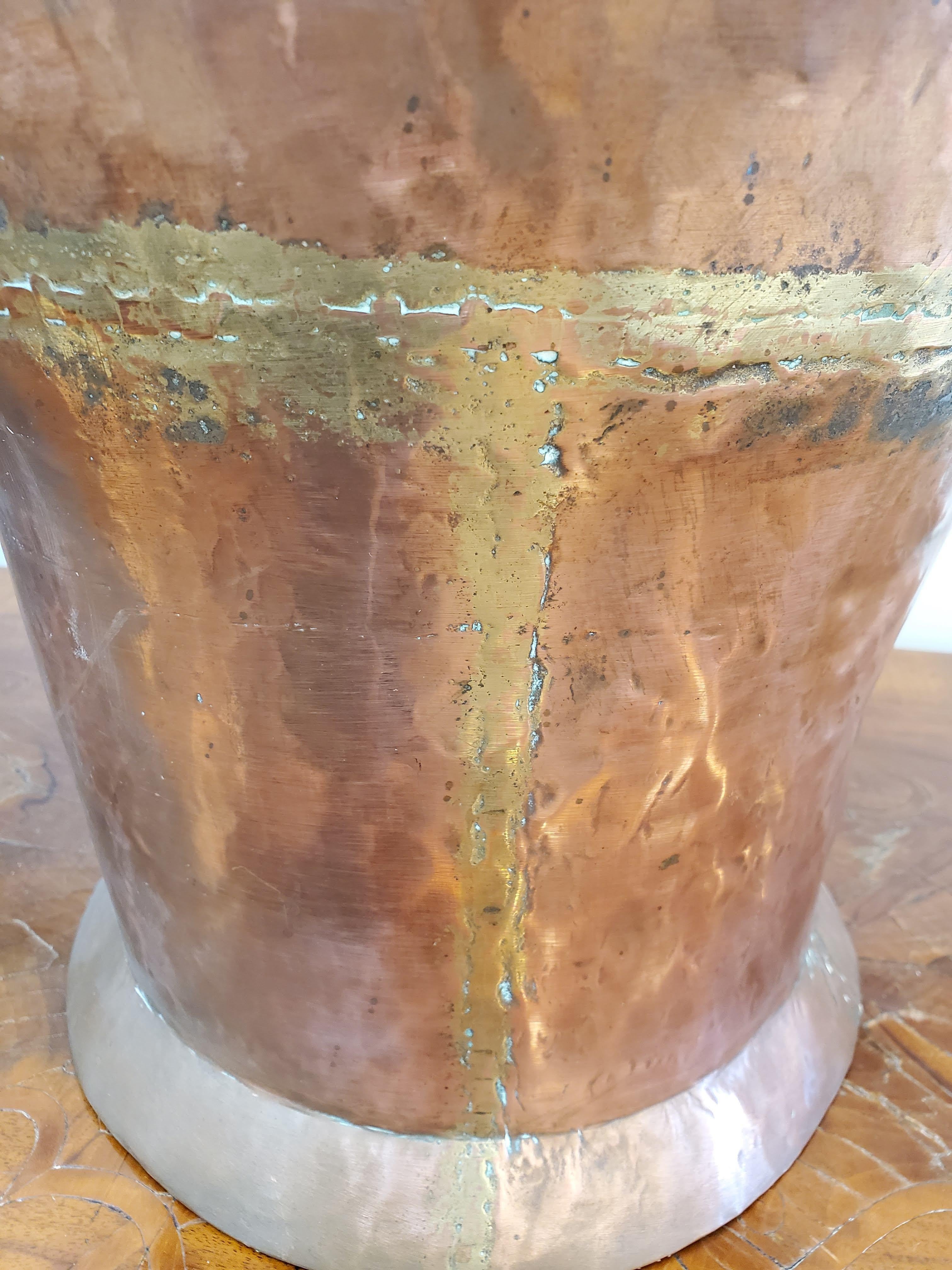 Large Late 19th Century North African Hand Hammered Copper Urn For Sale 3