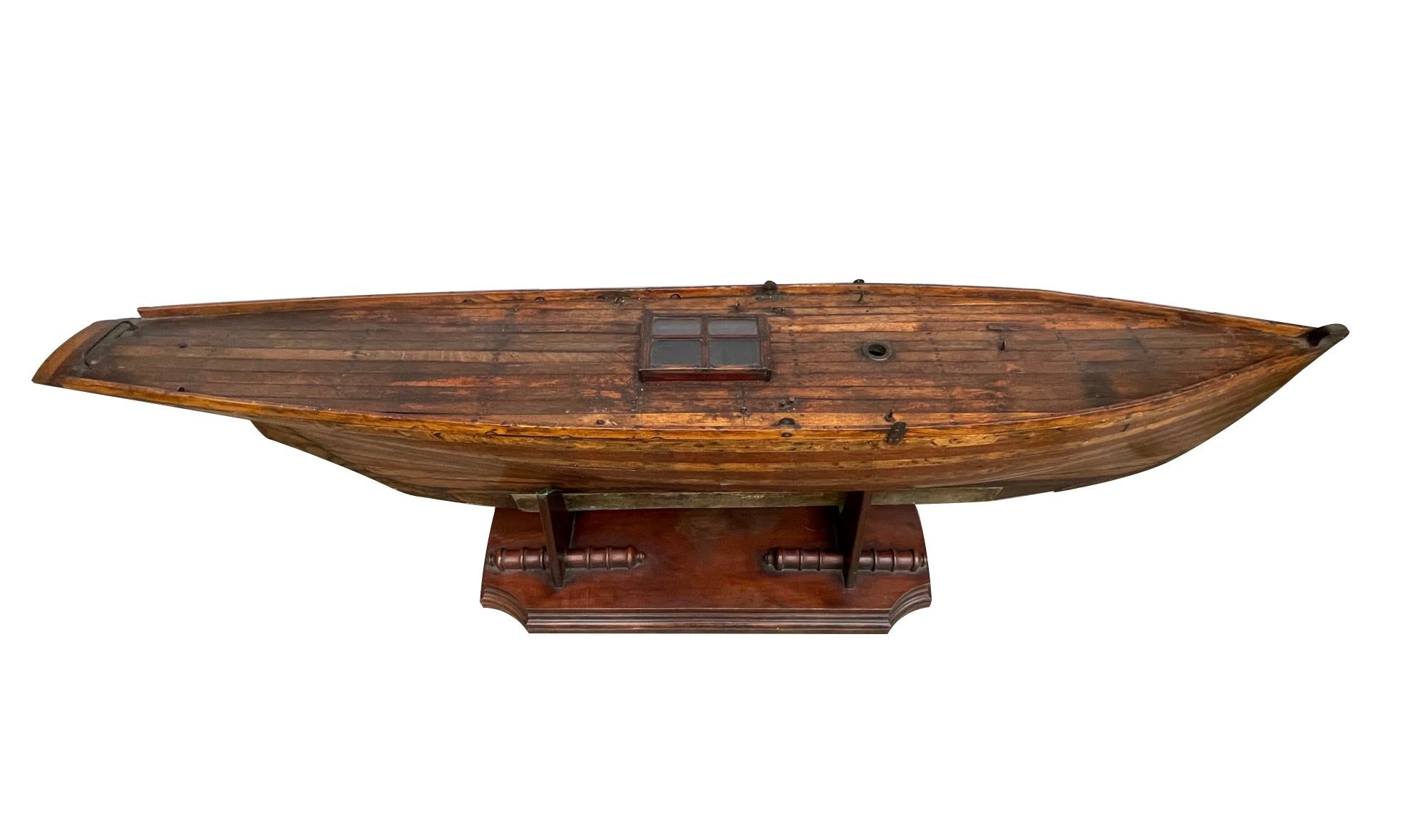 Large Late 19th Century Ship Model or Pond Yacht Hull In Good Condition For Sale In San Francisco, CA