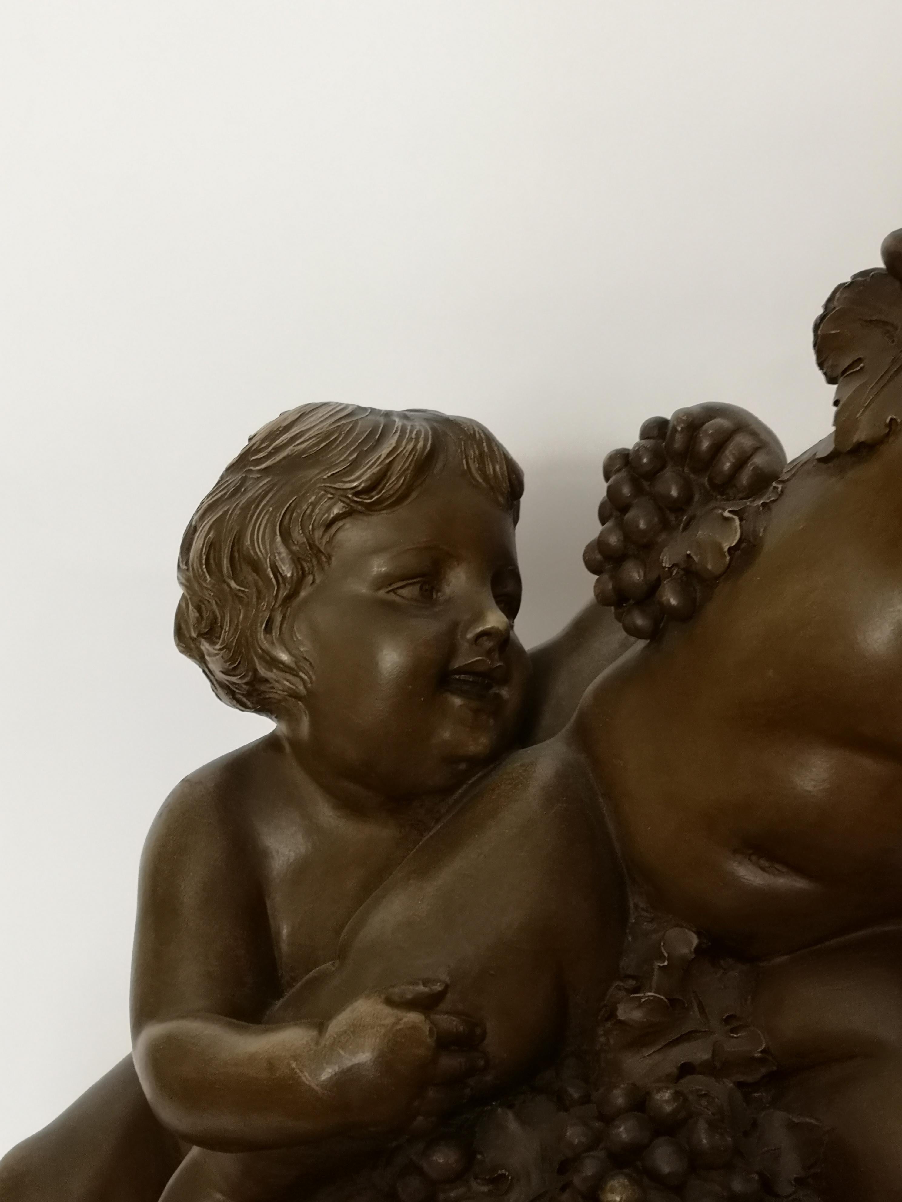 Large Late 19th Century Terracotta Group of Three Putti Drinking Wine For Sale 3