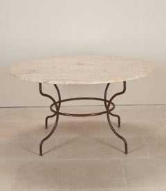 Large Late 19th Century Wrought Iron and Marble Table