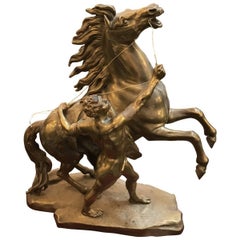 Large Late 19th-Early 20th Century Bronze Marly Horses