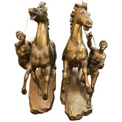 Antique Large Late 19th-Early 20th Century Bronze Marly Horses