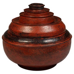Large Late 19th-Early 20th Century Lacquer & Bamboo Food Offering Vessel, Burma