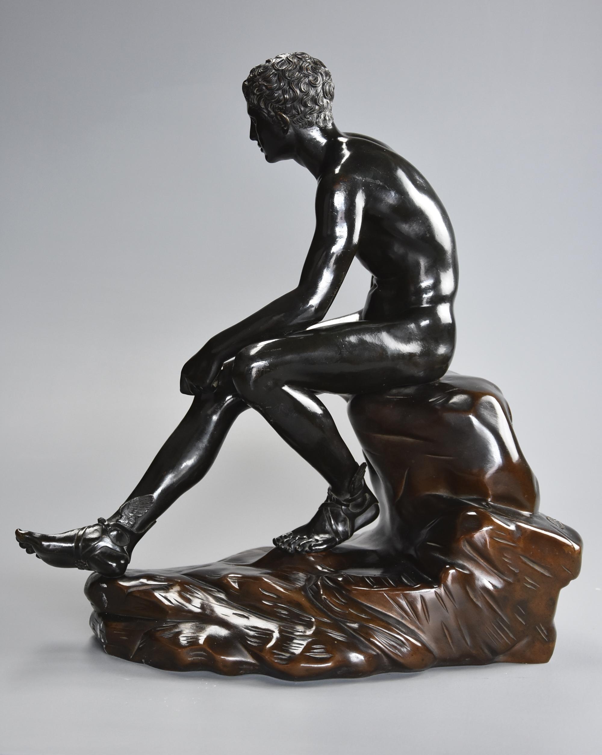 Late 19th Century Grand Tour Italian Bronze of Seated Hermes after the Antique For Sale 7