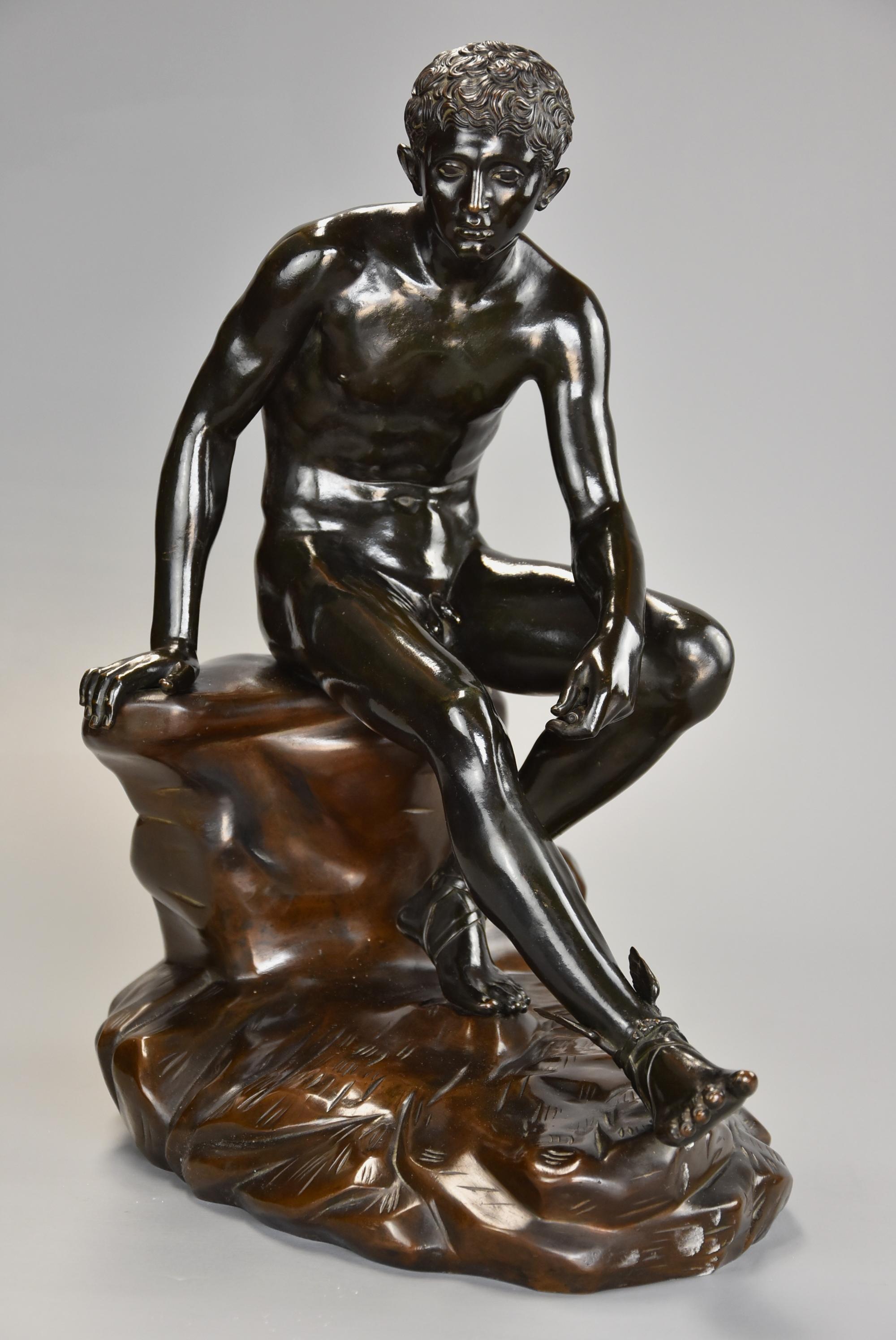 Late 19th Century Grand Tour Italian Bronze of Seated Hermes after the Antique For Sale 1