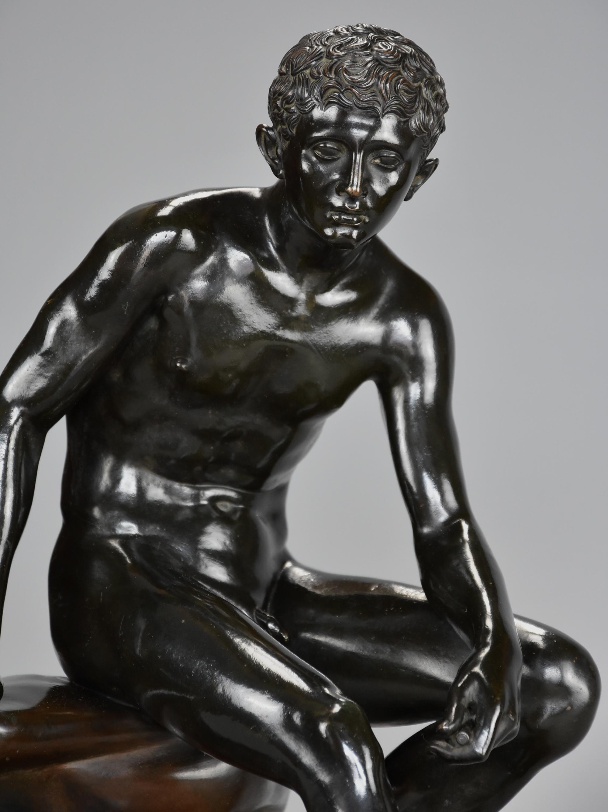 Late 19th Century Grand Tour Italian Bronze of Seated Hermes after the Antique For Sale 2