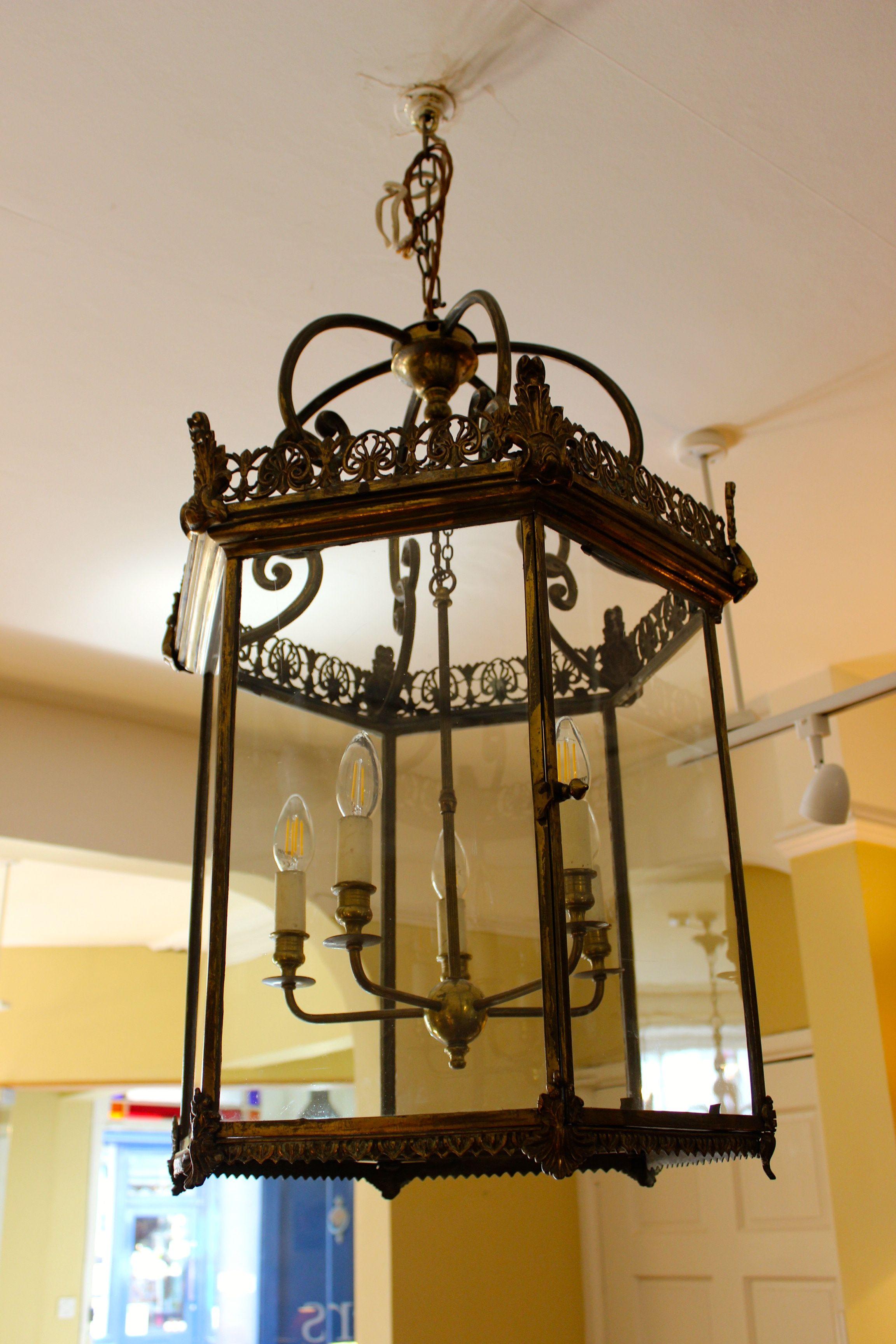 Large Late Georgian Brass Lantern In Good Condition For Sale In Sherborne, GB