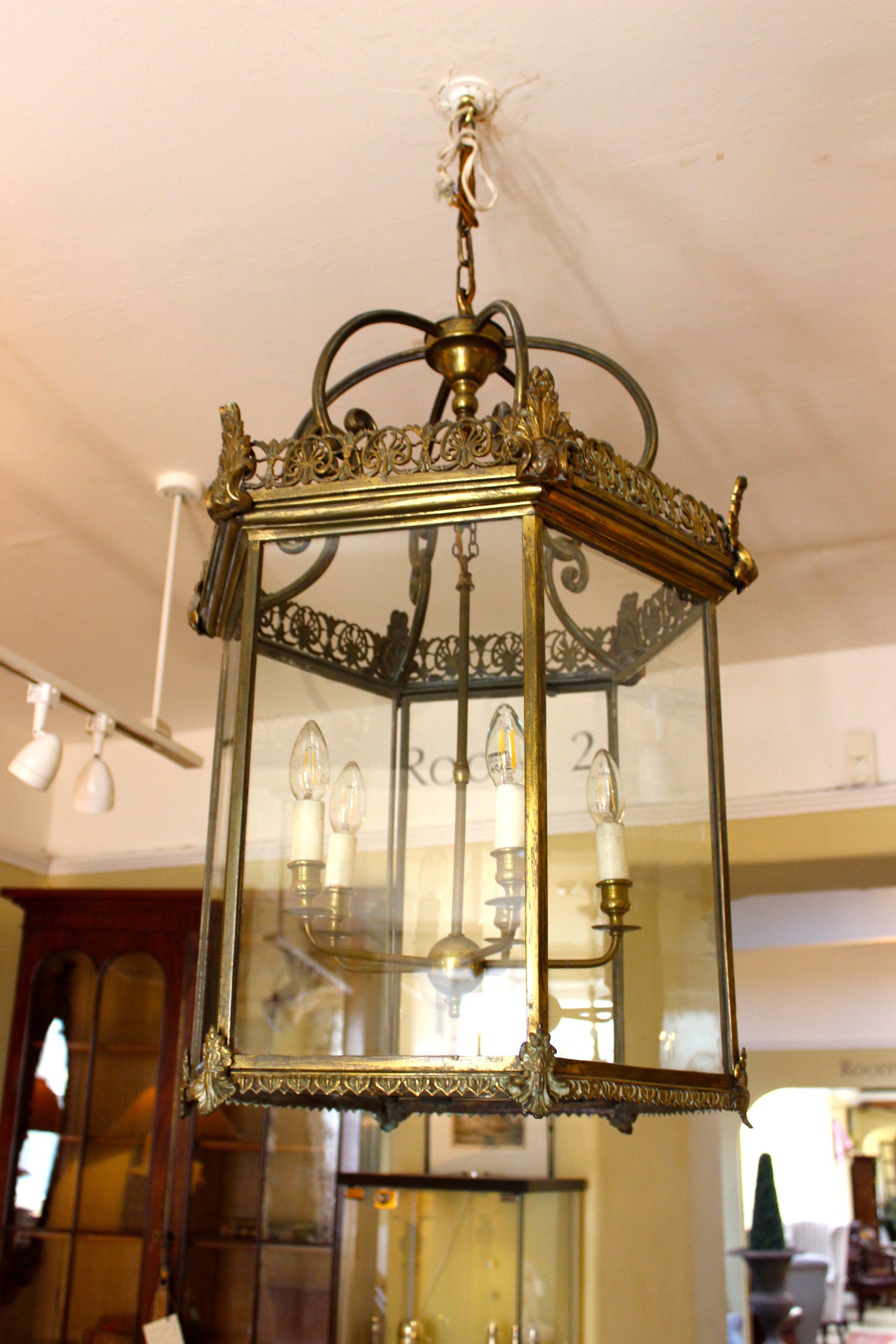 Large Late Georgian Brass Lantern For Sale 1