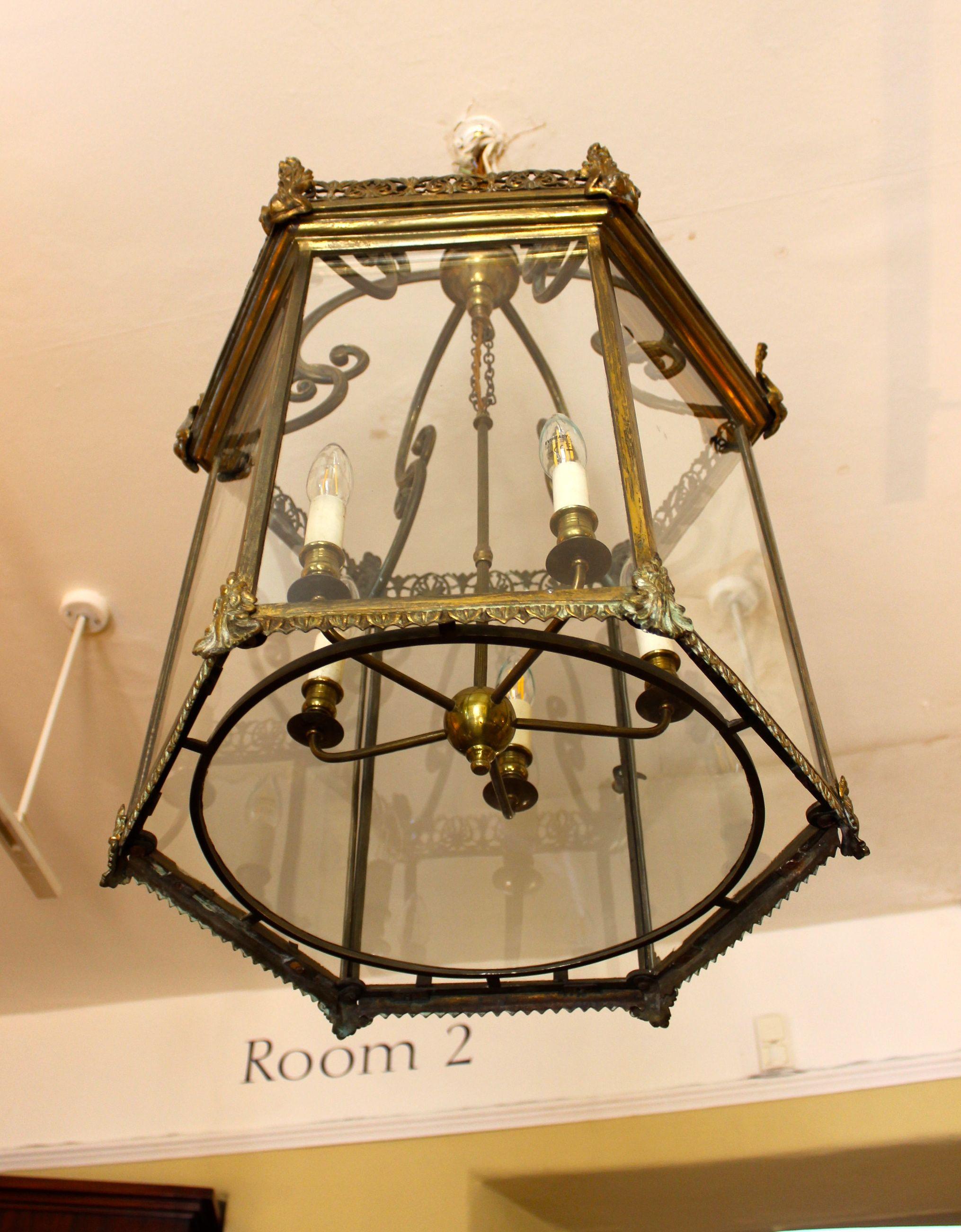 Large Late Georgian Brass Lantern For Sale 2