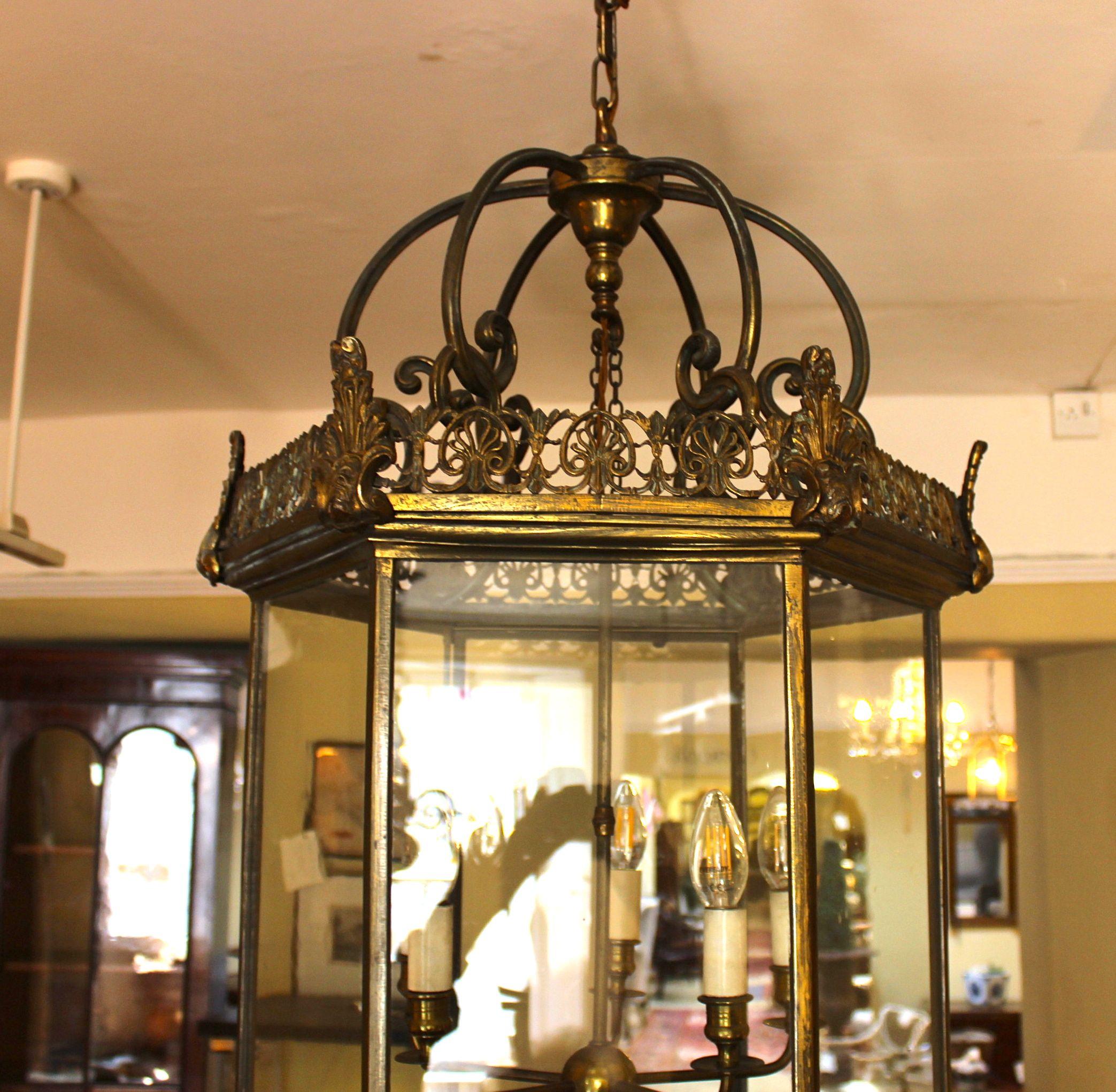 Large Late Georgian Brass Lantern For Sale 3