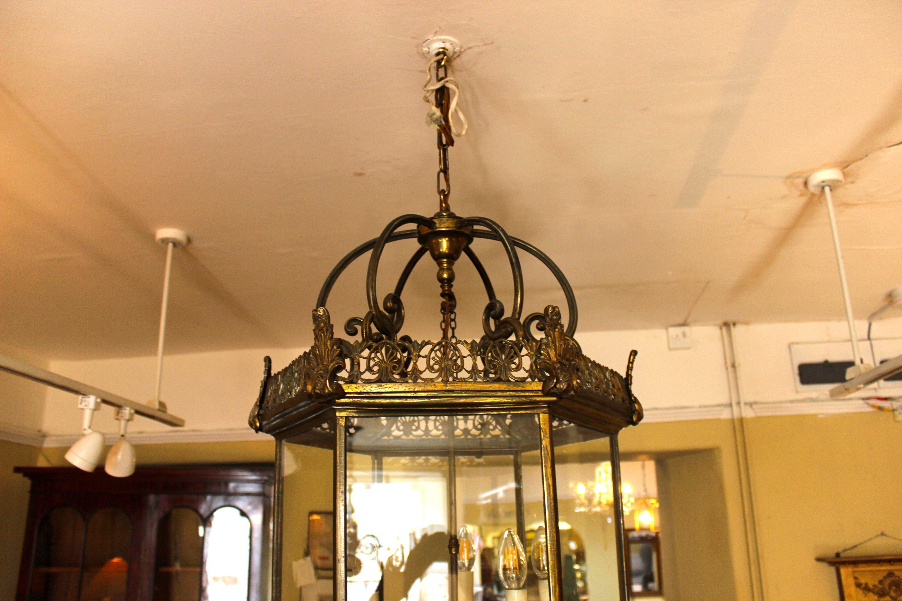 Large Late Georgian Brass Lantern For Sale 4