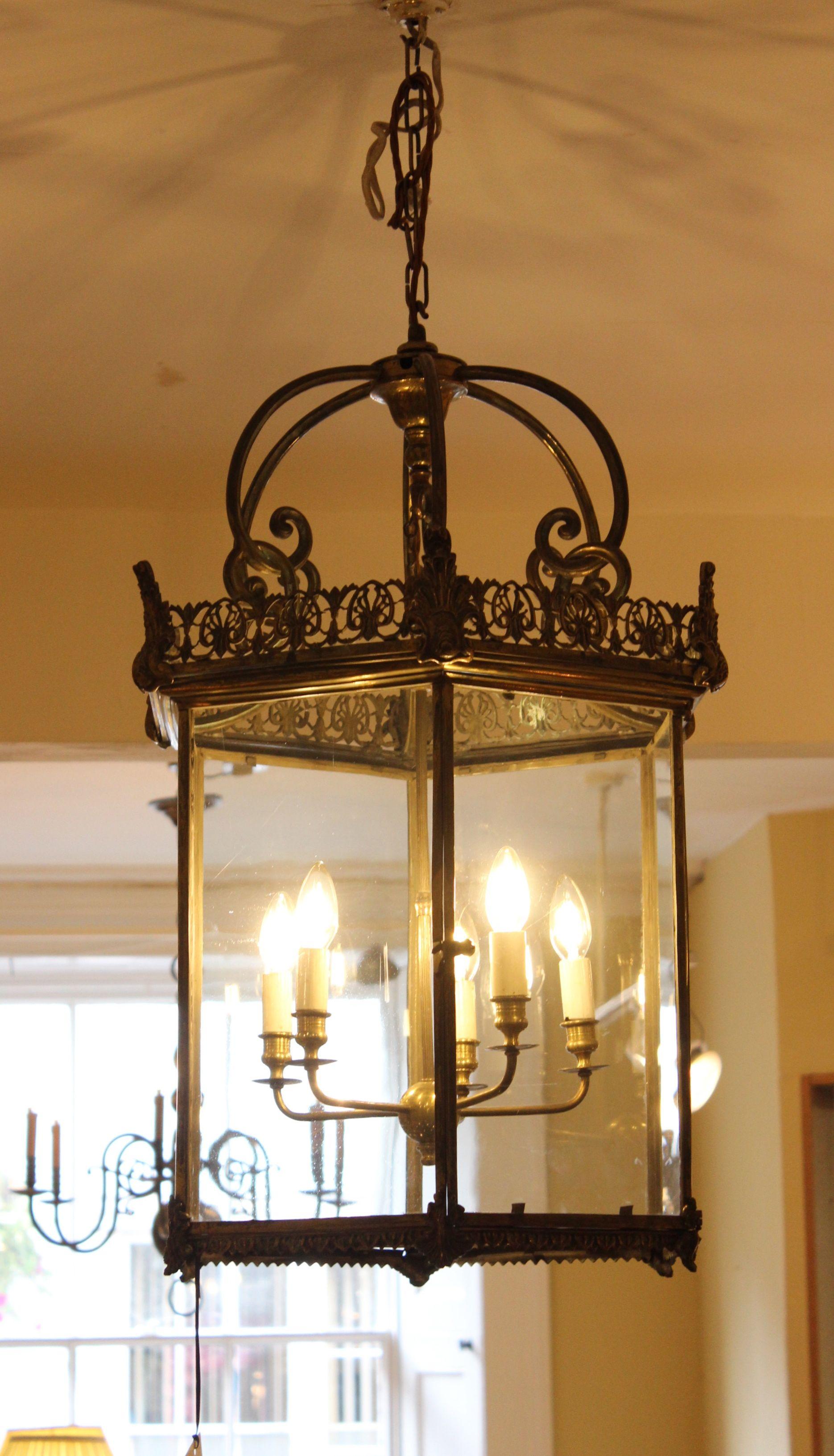 Large Late Georgian Brass Lantern For Sale 5