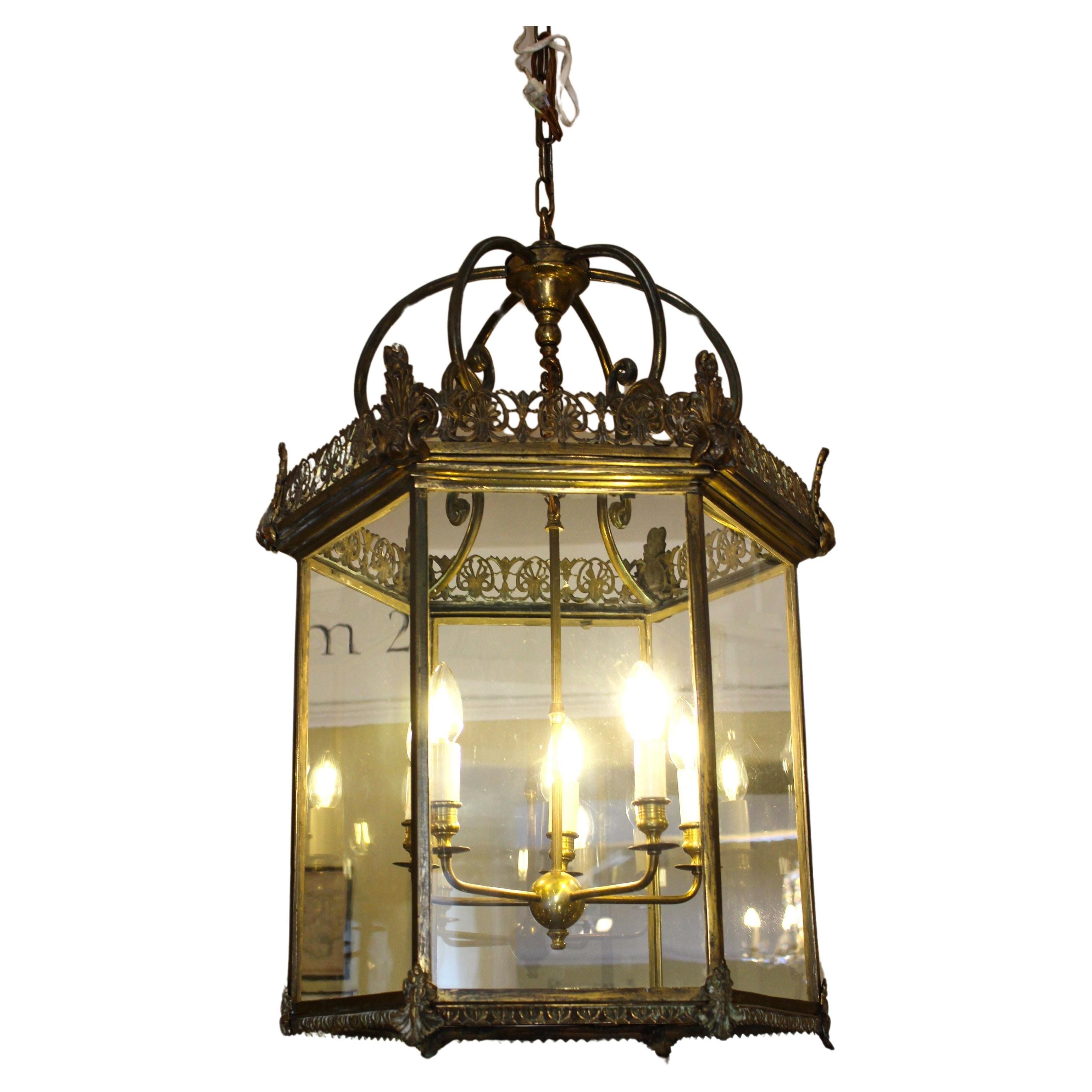 Large Late Georgian Brass Lantern