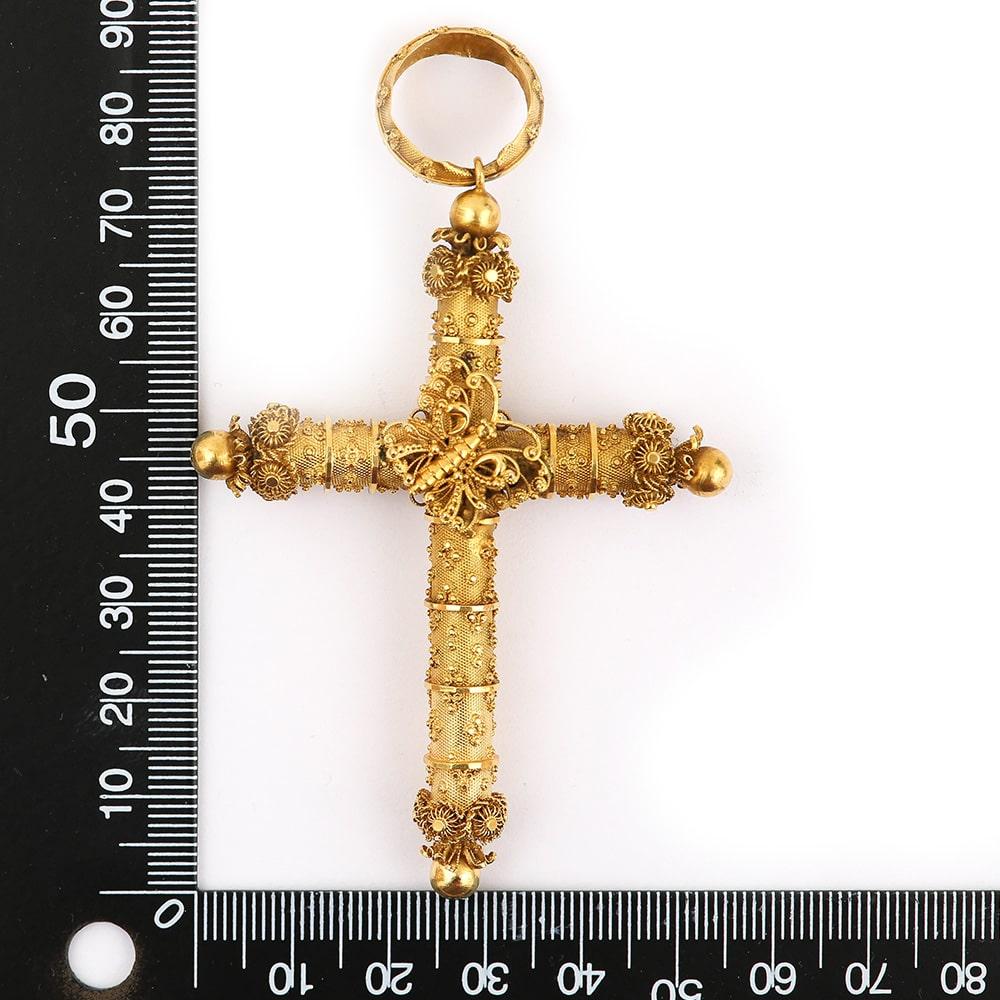 Large Late Georgian Cannetille Butterfly Cross 18k 18ct Yellow Gold, circa 1830 5