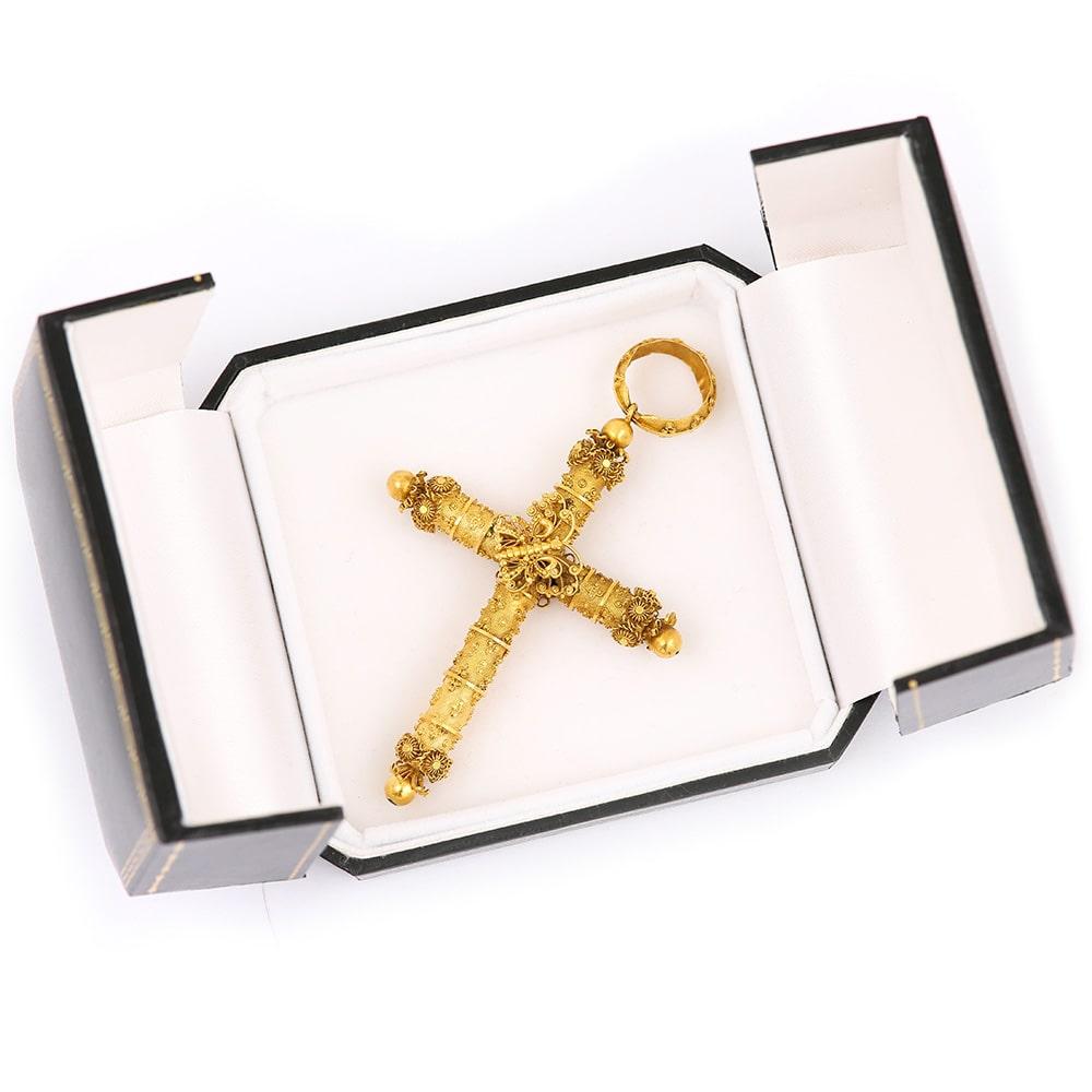 Large Late Georgian Cannetille Butterfly Cross 18k 18ct Yellow Gold, circa 1830 7